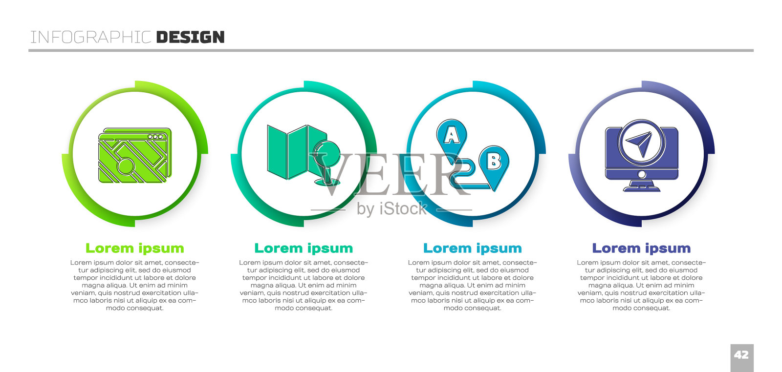 设置信息图城市地图导航折叠地图图标素材