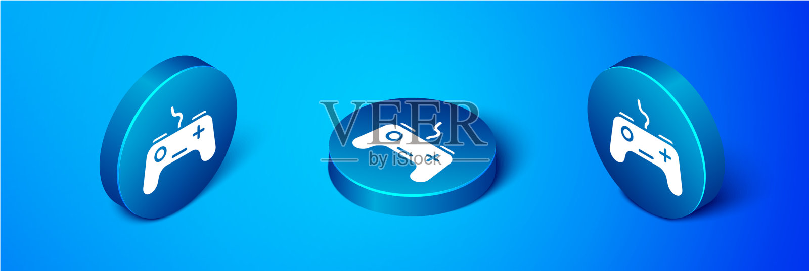 等距手柄图标隔离在蓝色背景插画图片素材