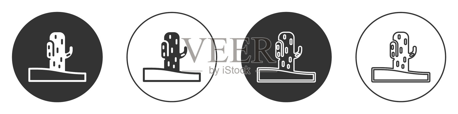 黑色仙人掌图标孤立在白色背景图标素材