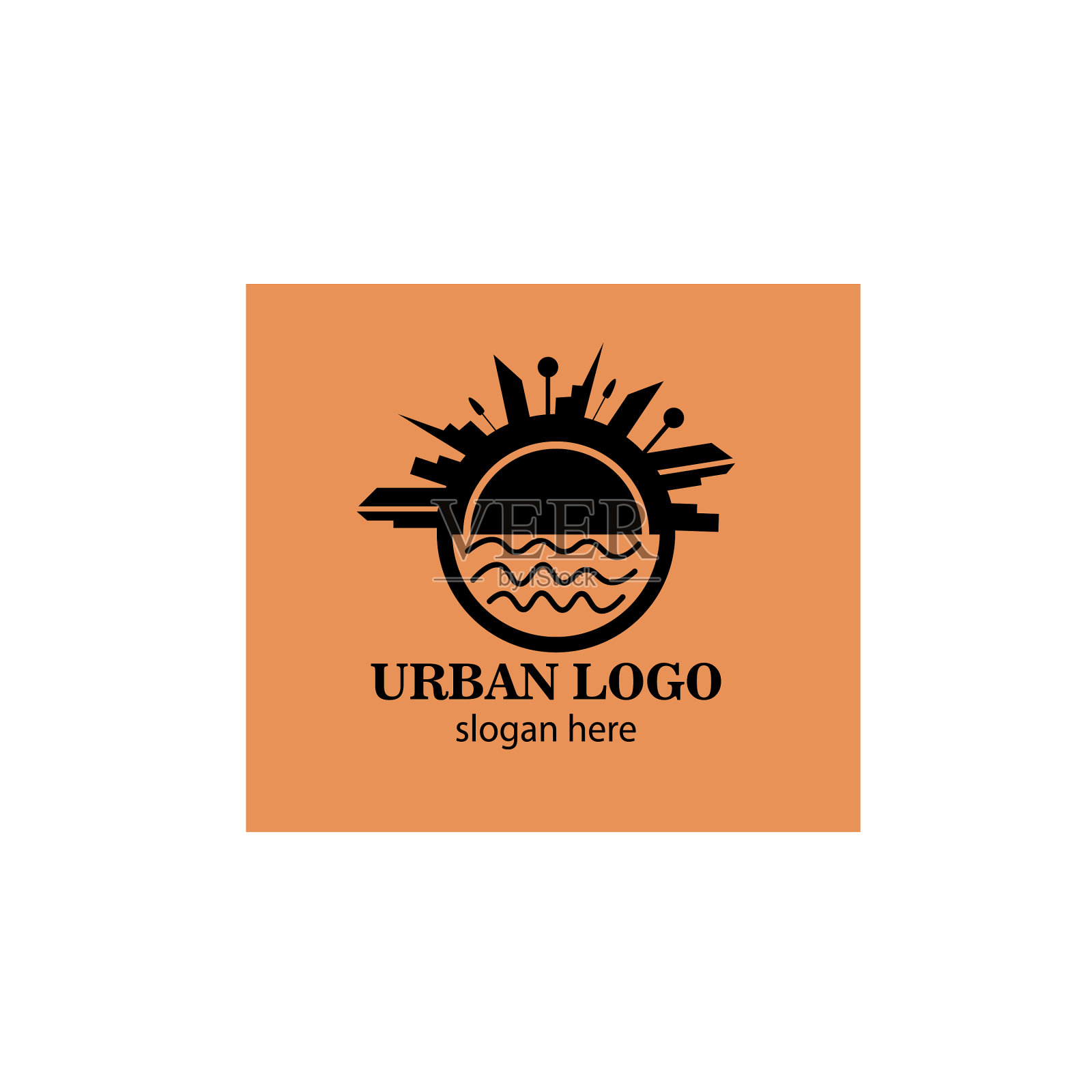 城市标志模板为圆形设计插画图片素材