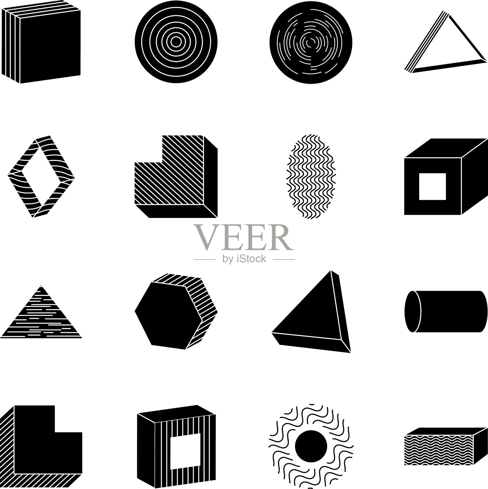 图标设置圆柱和几何形状图标素材