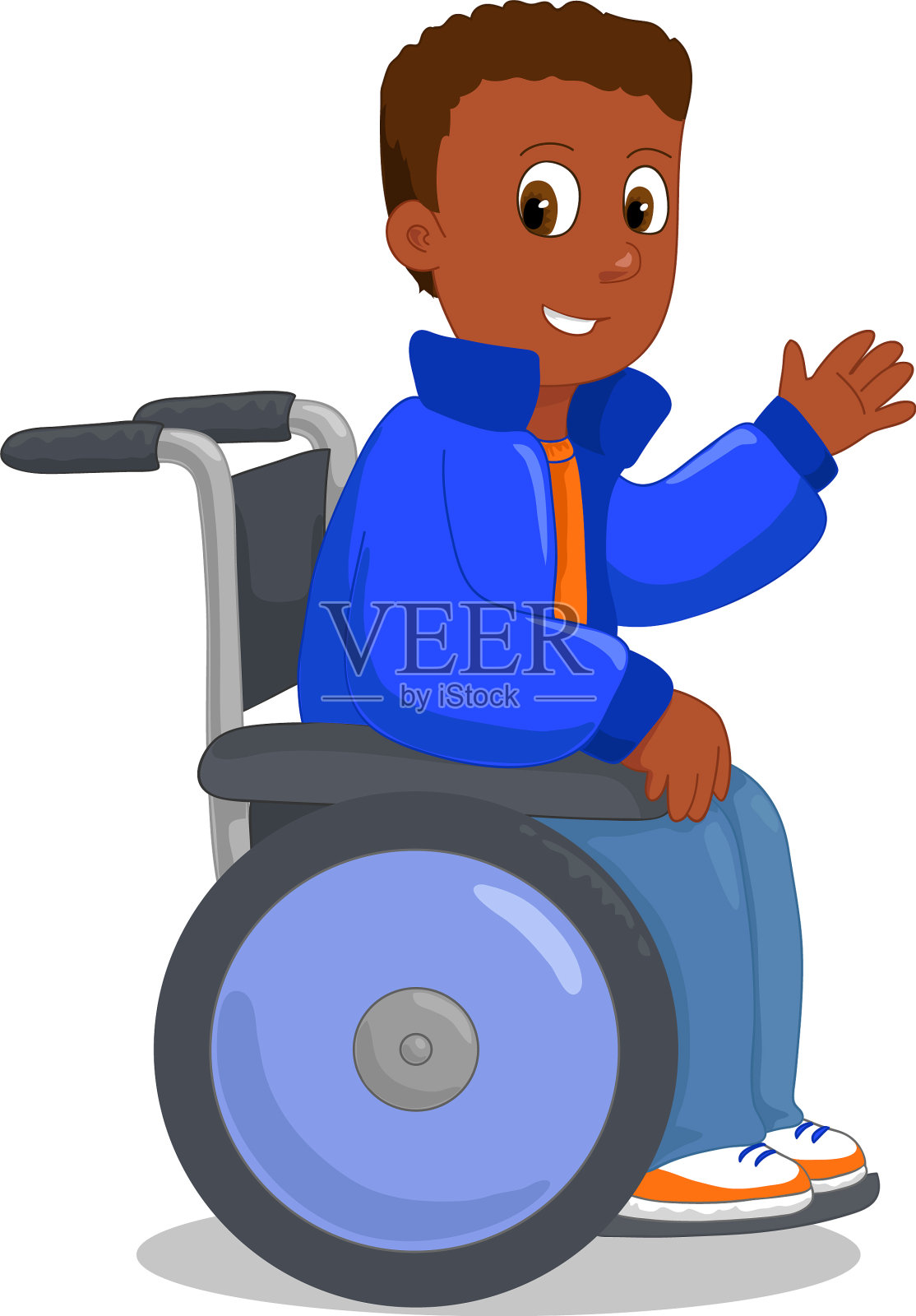 坐在轮椅上微笑的非裔美国儿童设计元素图片