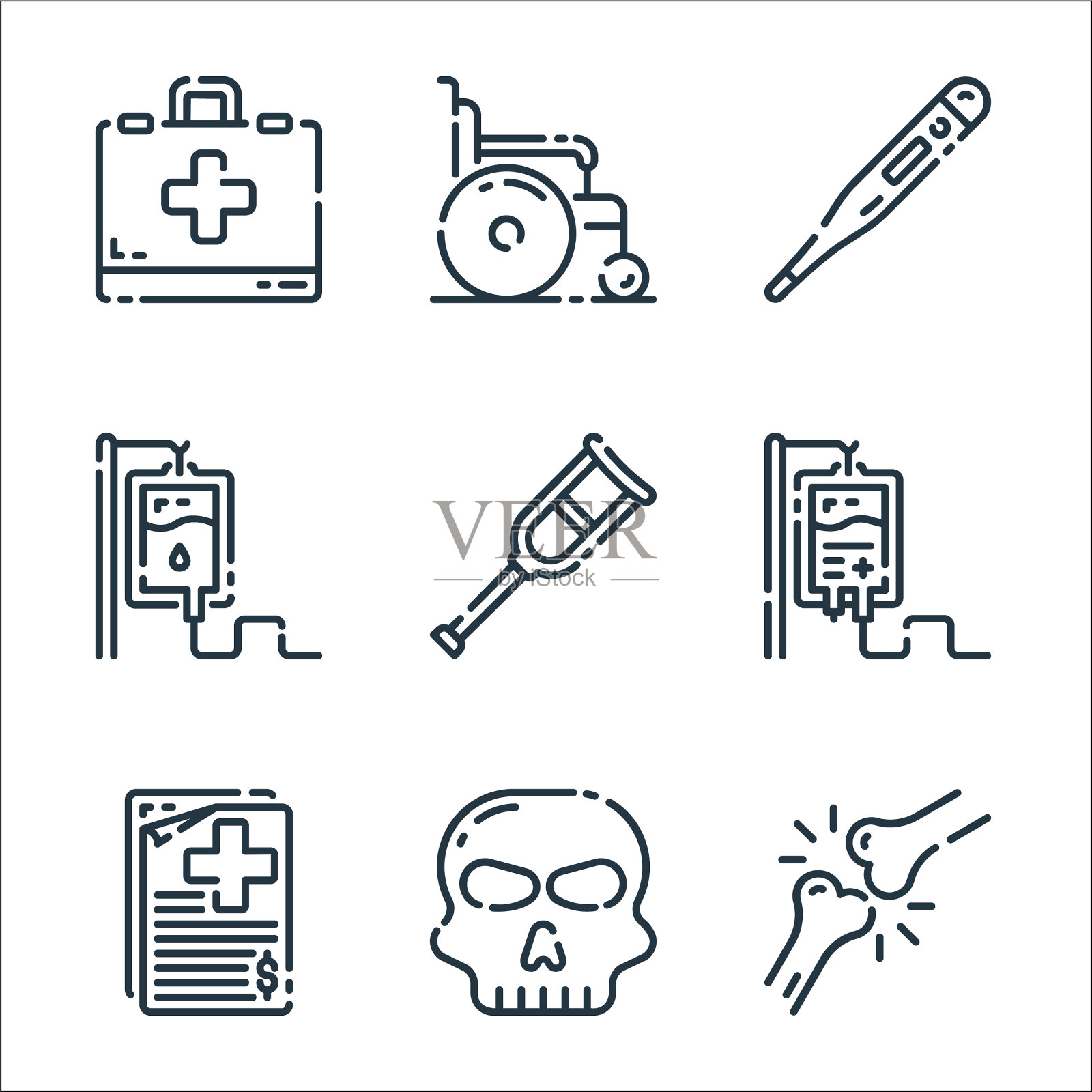 医疗线图标线性集质量线集图标素材