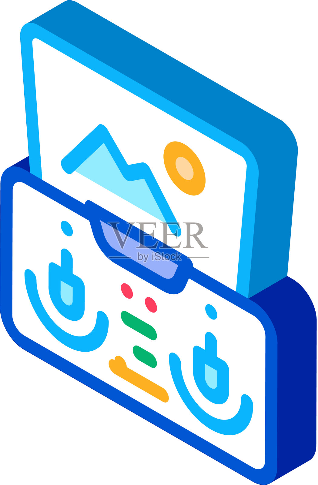 无人机智能手机app遥控等距图标素材