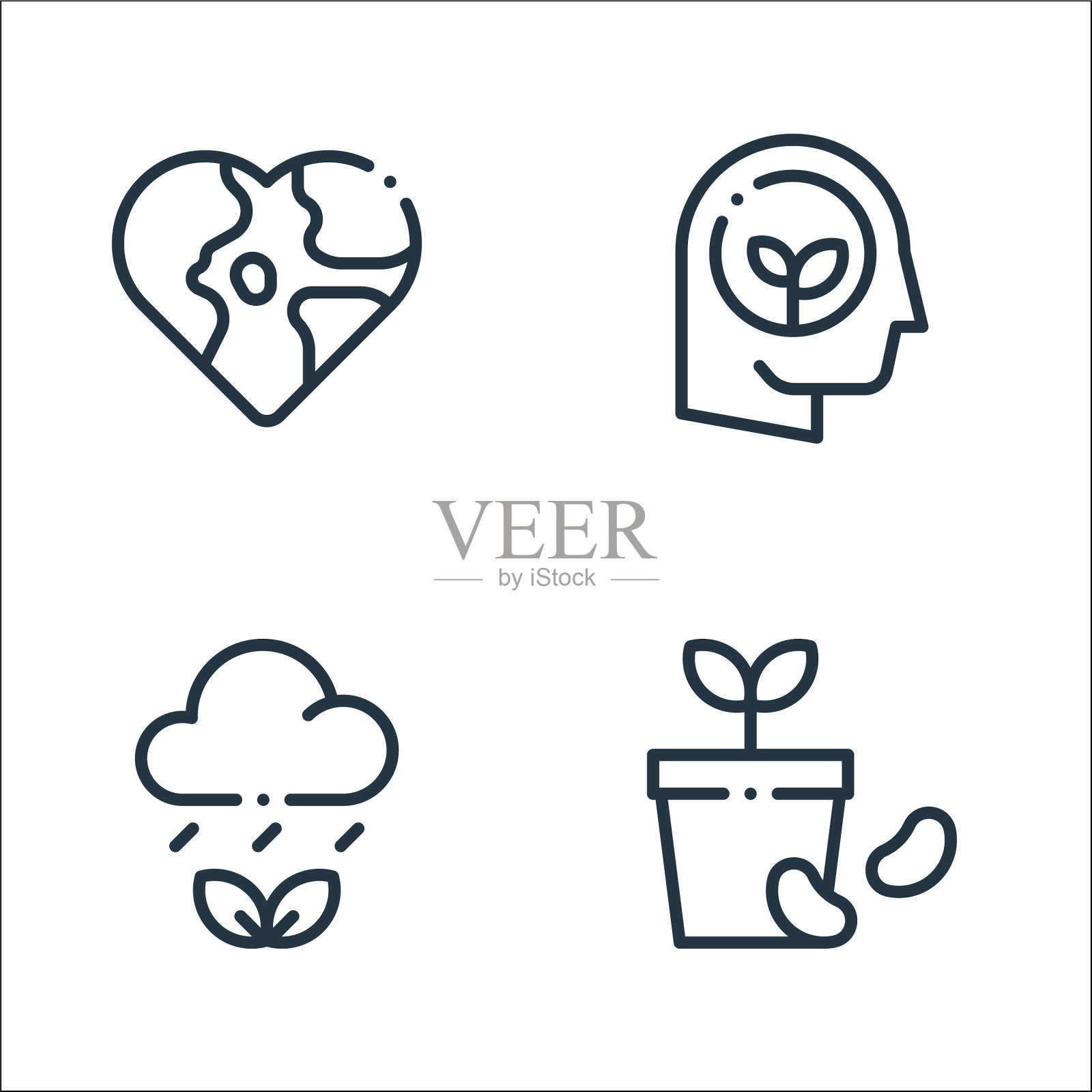 生态线图标线性集质量线集图标素材