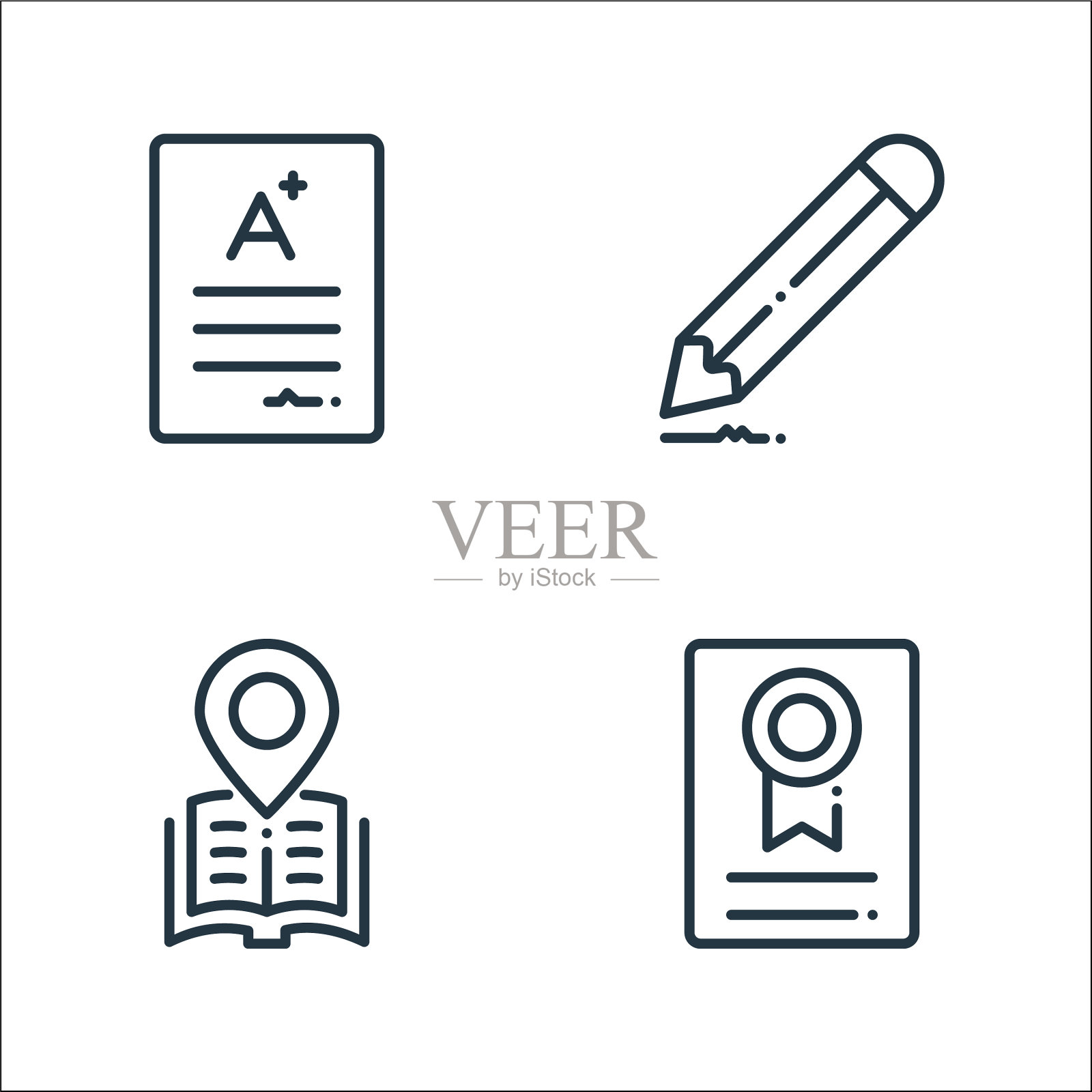 在线学习线图标线性集质量图标素材