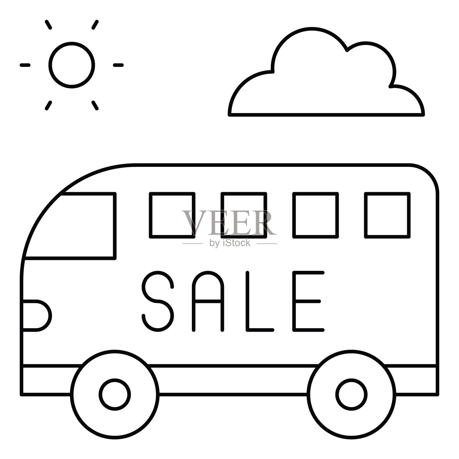 旅游巴士图标夏季销售相关插画图片素材