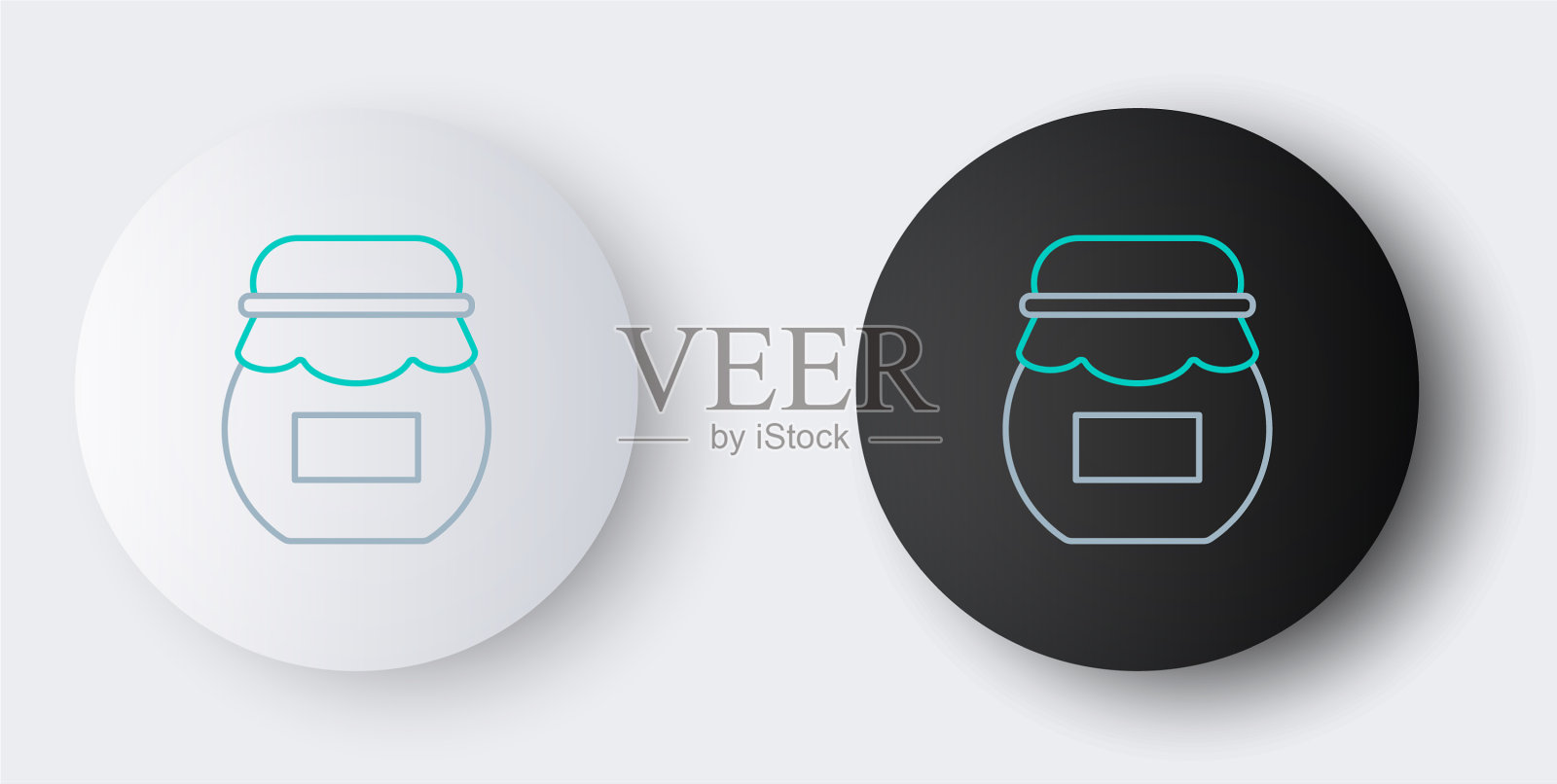 线罐蜂蜜图标孤立在灰色背景图标素材