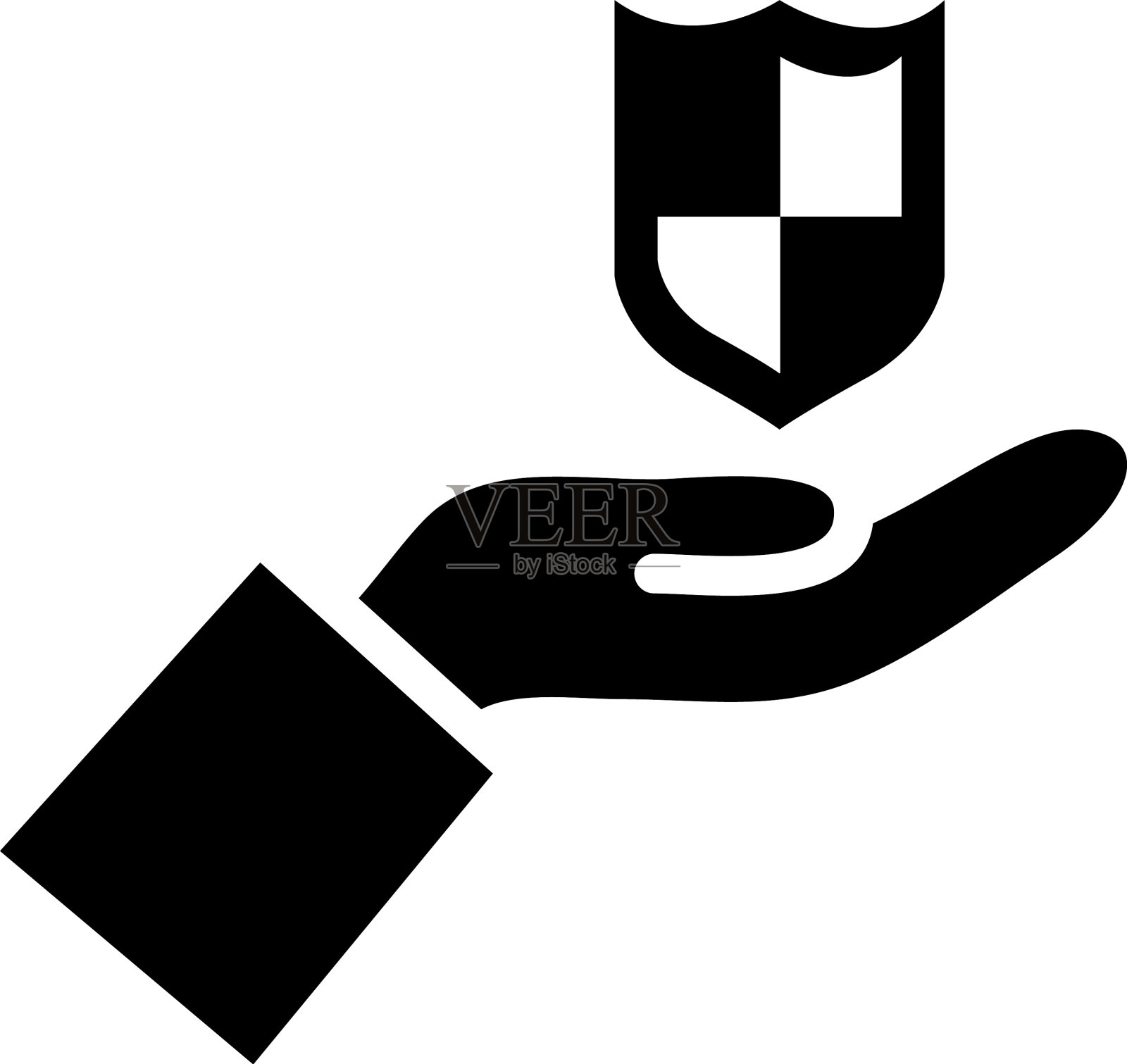 手与安全盾图标剪影风格图标素材