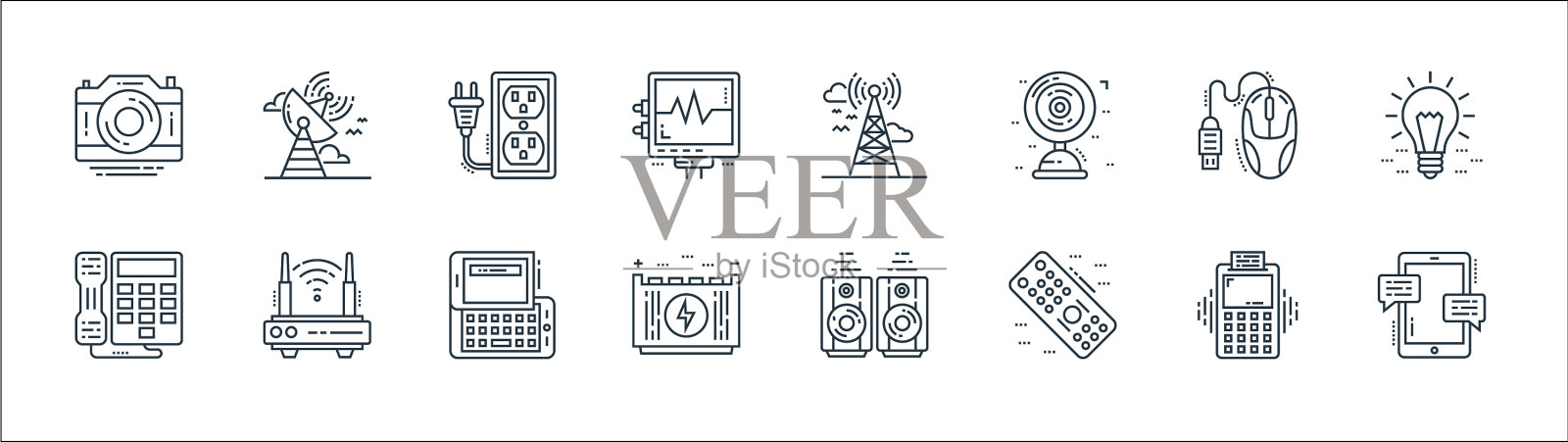 技术设备线图标线性集质量图标素材