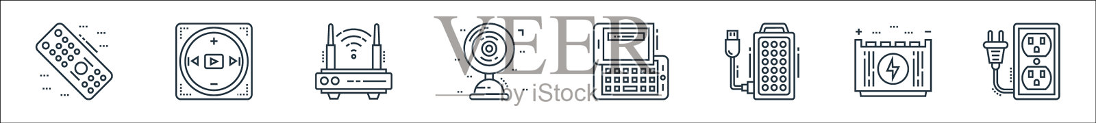 技术设备线图标线性集质量图标素材