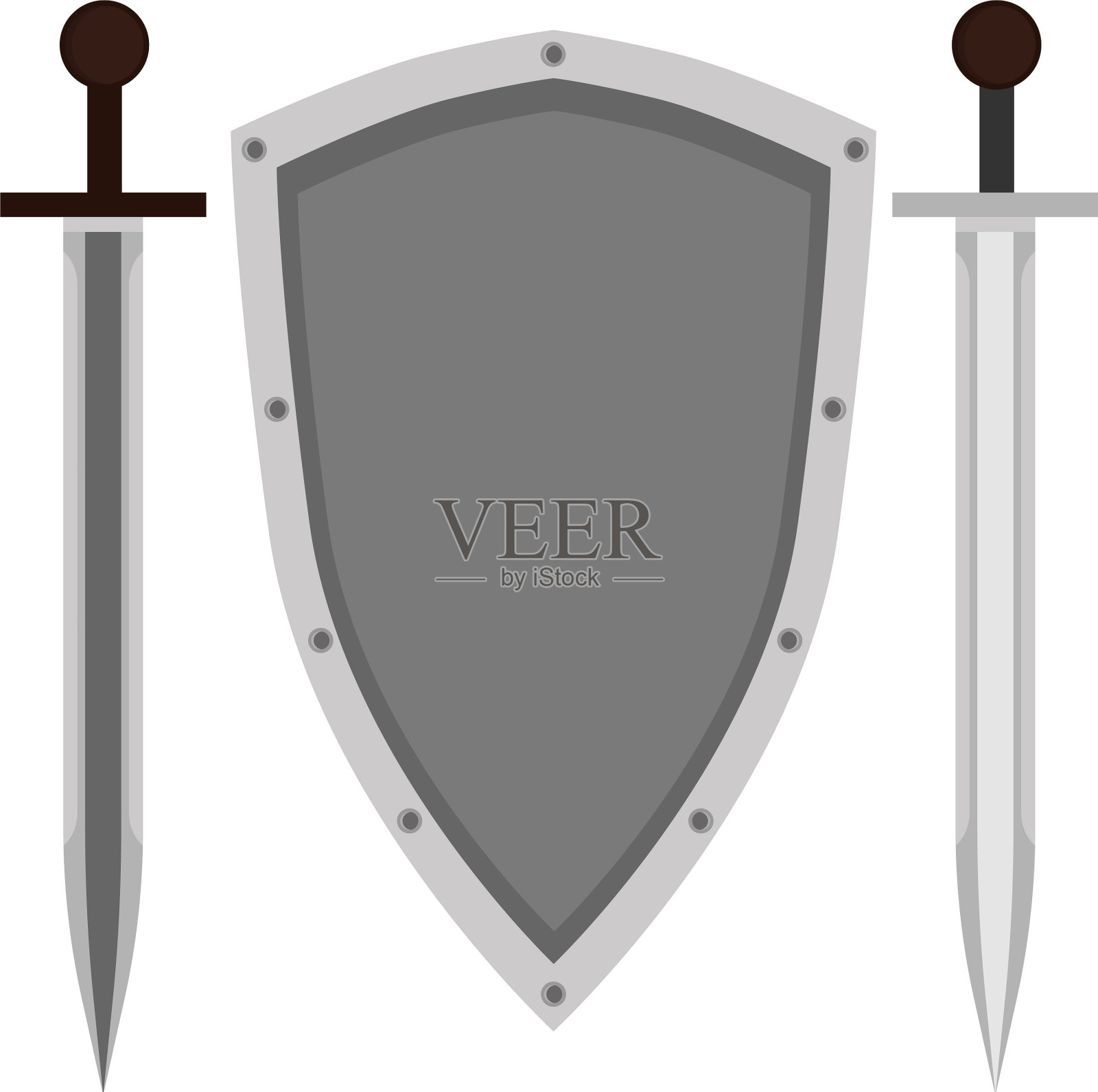 中世纪的盾牌和剑的主题设计元素图片