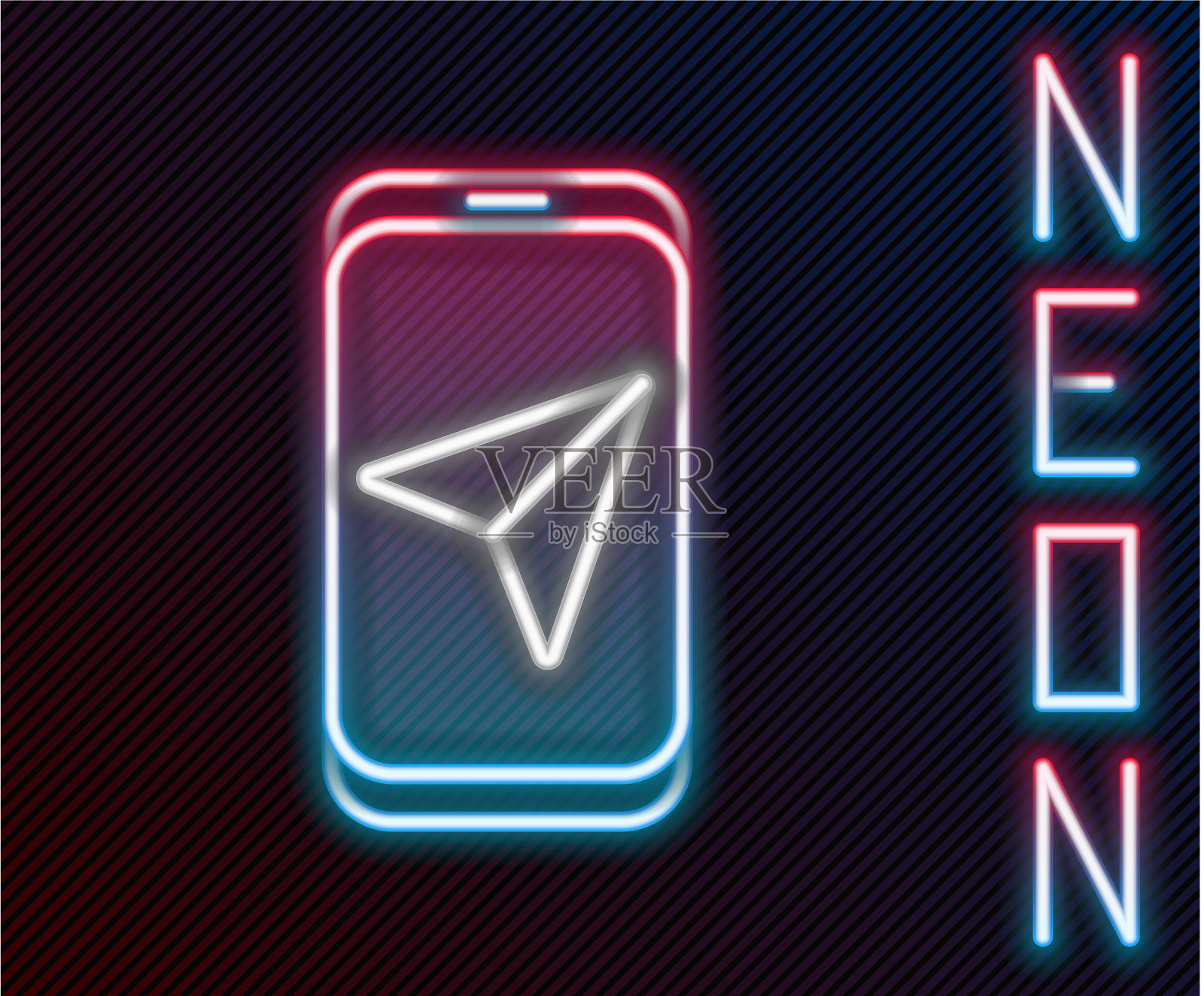 发光的霓虹线信息图表城市地图插画图片素材