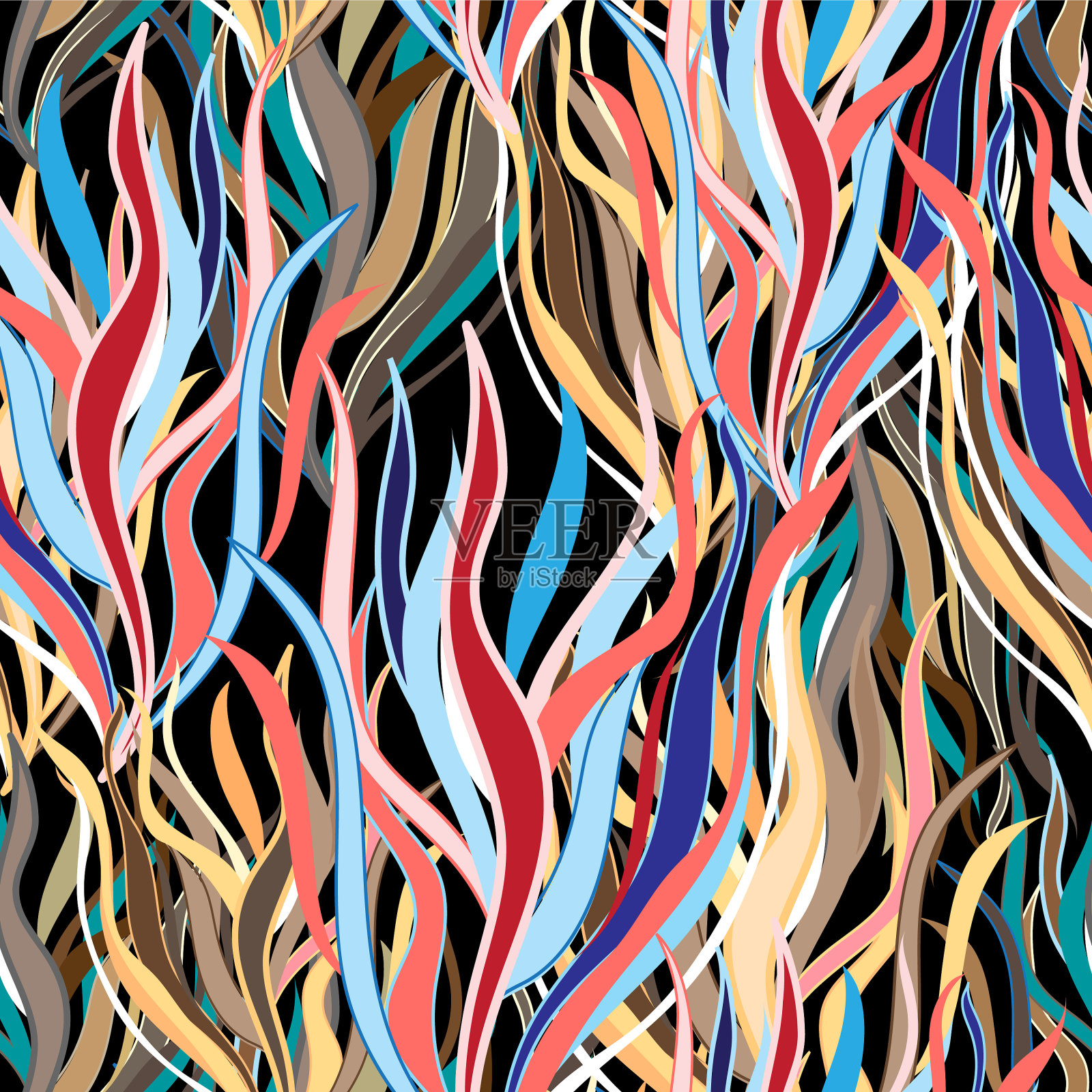 美丽的五颜六色的植物插画图片素材