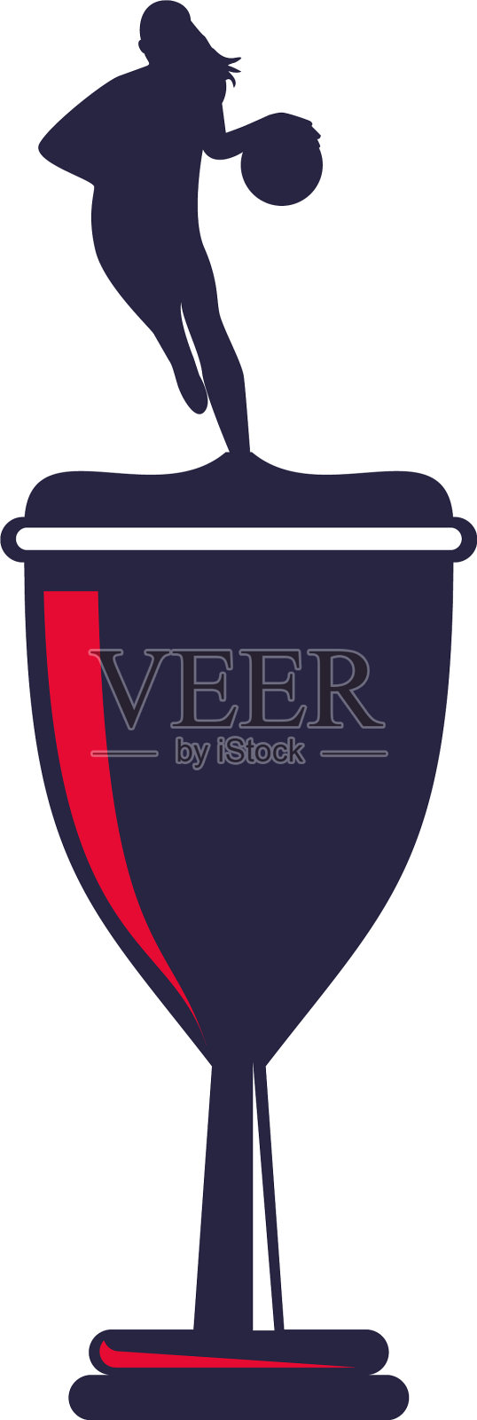 奖杯与运动女性练习插画图片素材