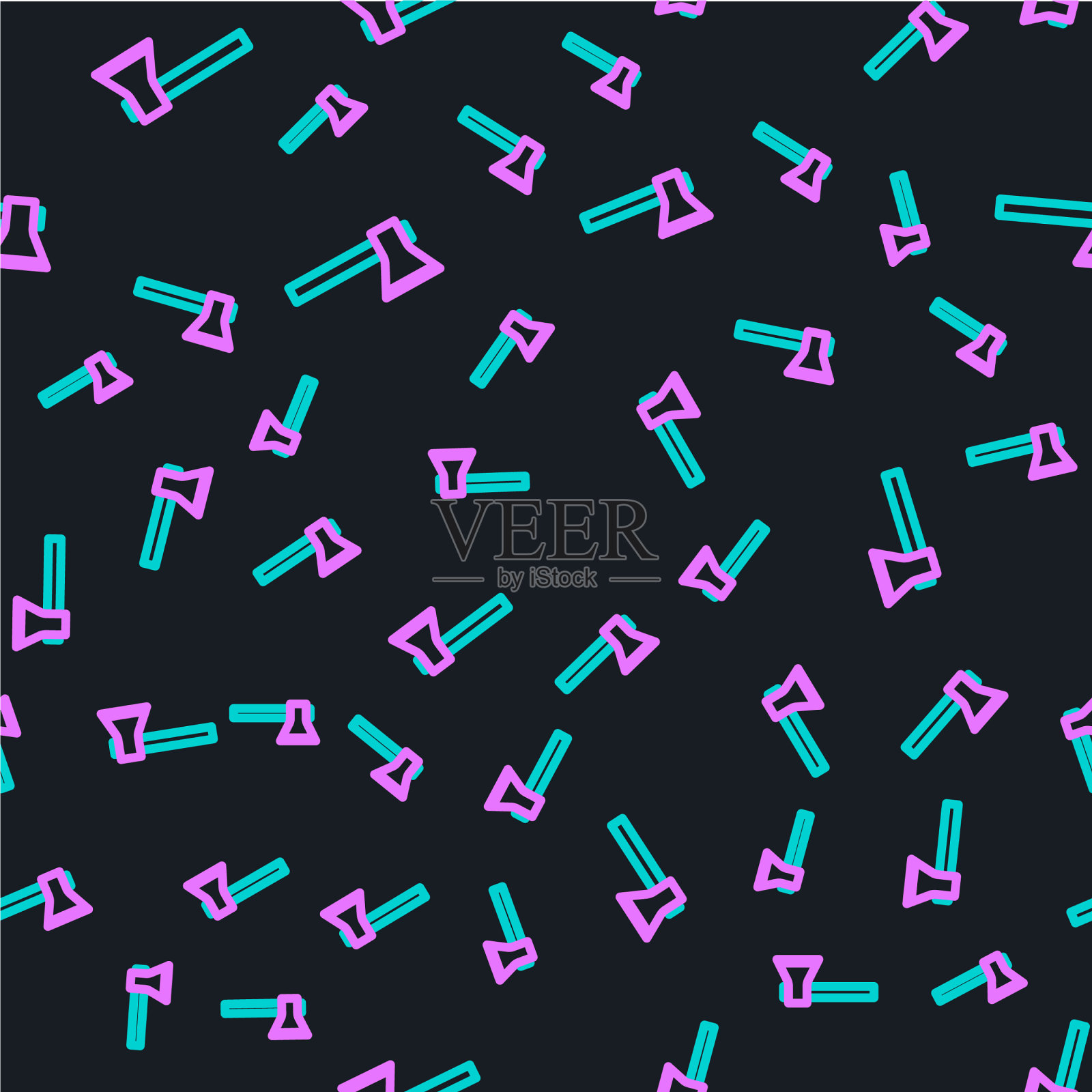 线消防斧图标隔离无缝插画图片素材