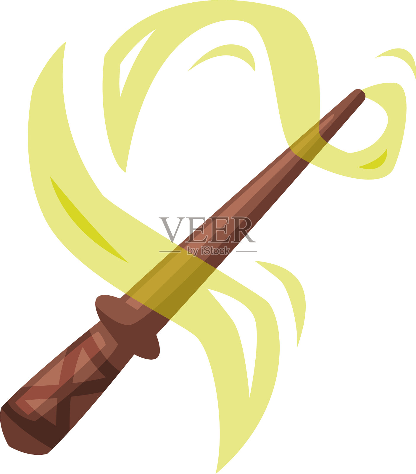 有绿色尾巴的魔术棒是万圣节快乐的对象设计元素图片