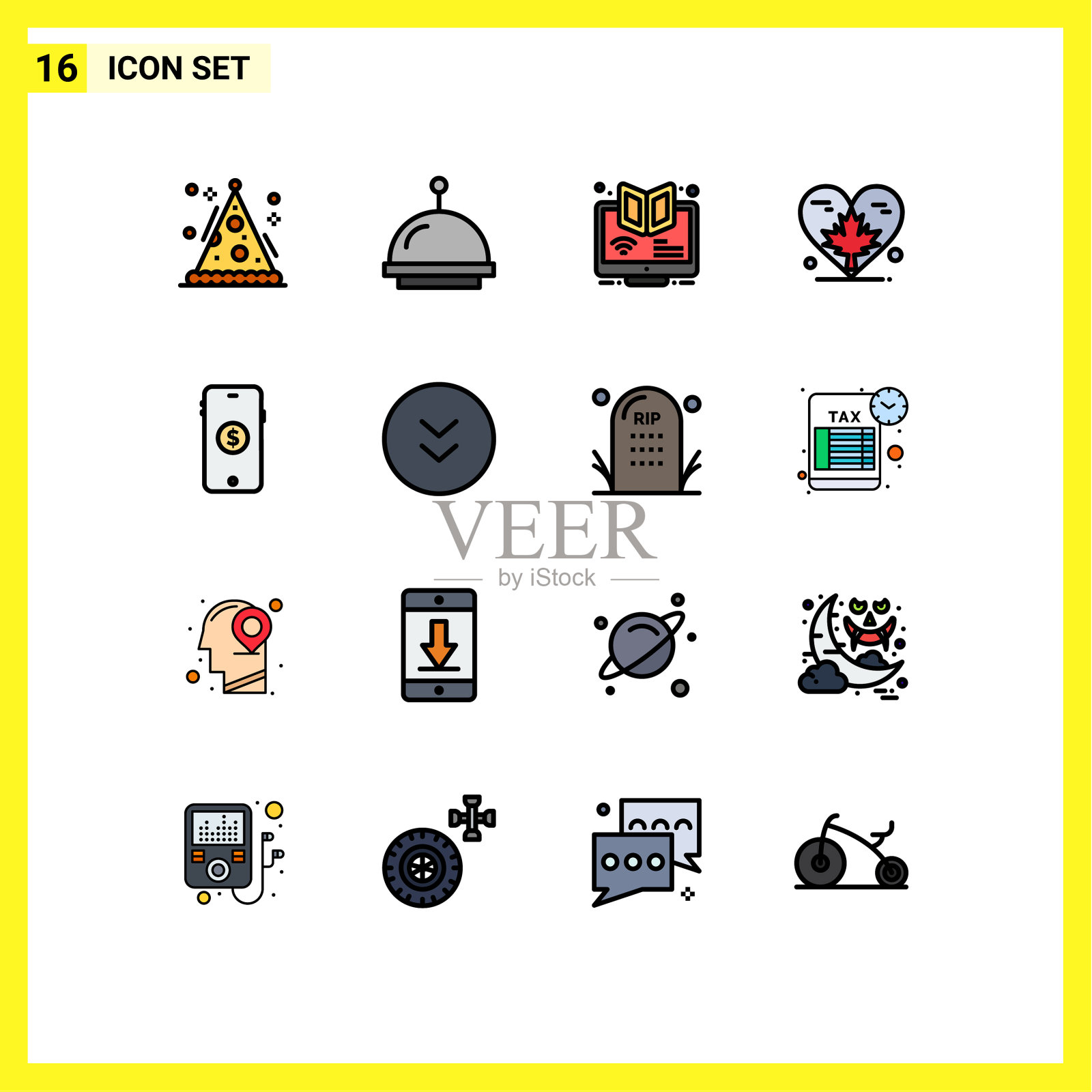 组16现代平面颜色填充线条集插画图片素材