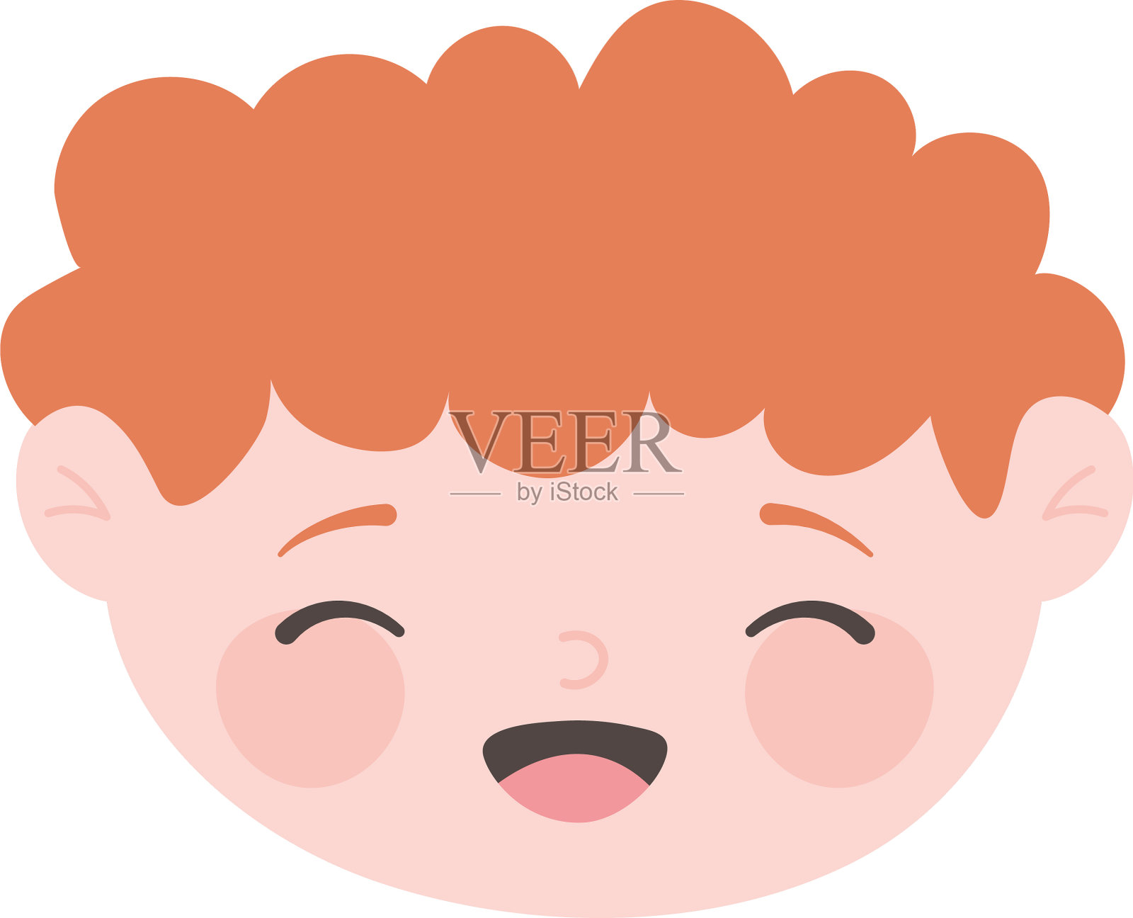 开心表情卷发男孩卡通人物设计元素图片