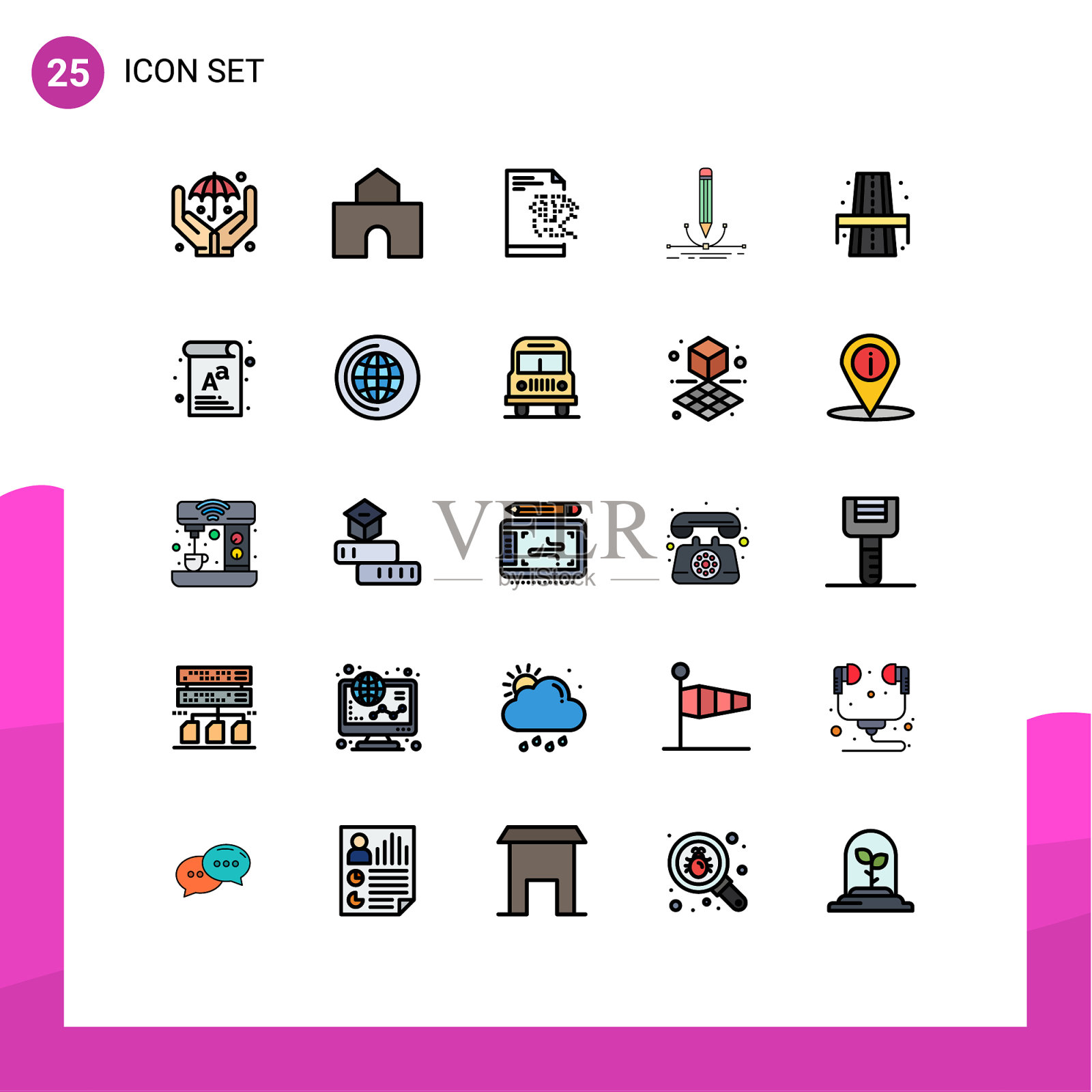 现代设置25填充线和平色插画图片素材