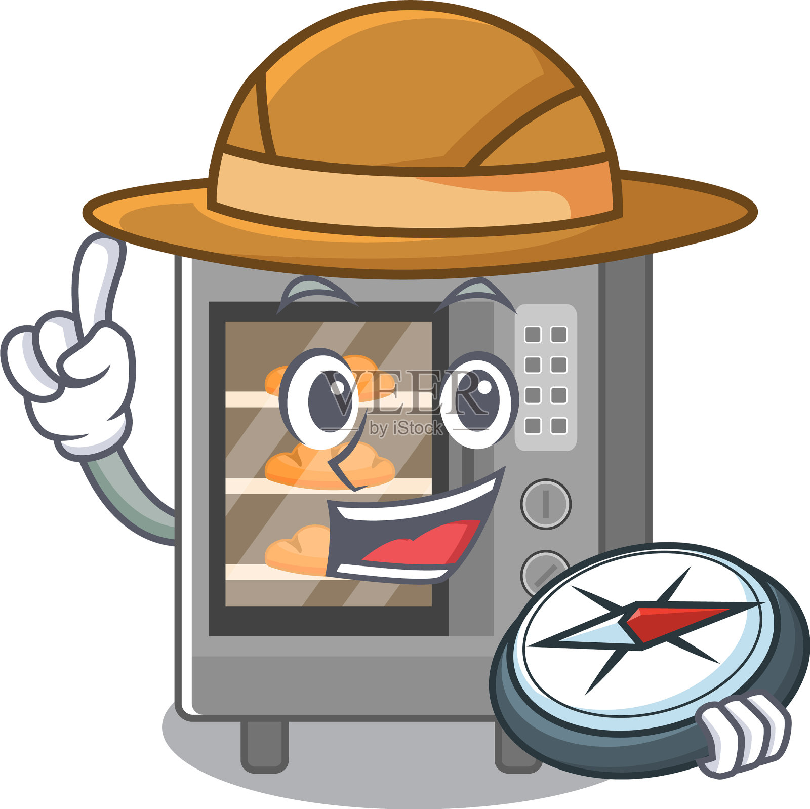 烤蛋糕经验丰富的探险家使用指南针插画图片素材