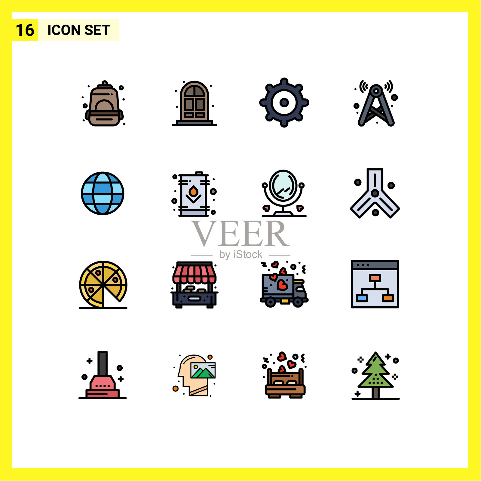 16主题平色填充线条和可编辑插画图片素材