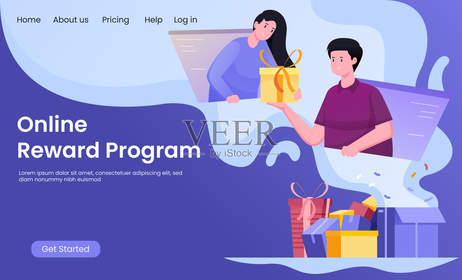 在线奖励计划插图概念忠诚礼物插画图片素材