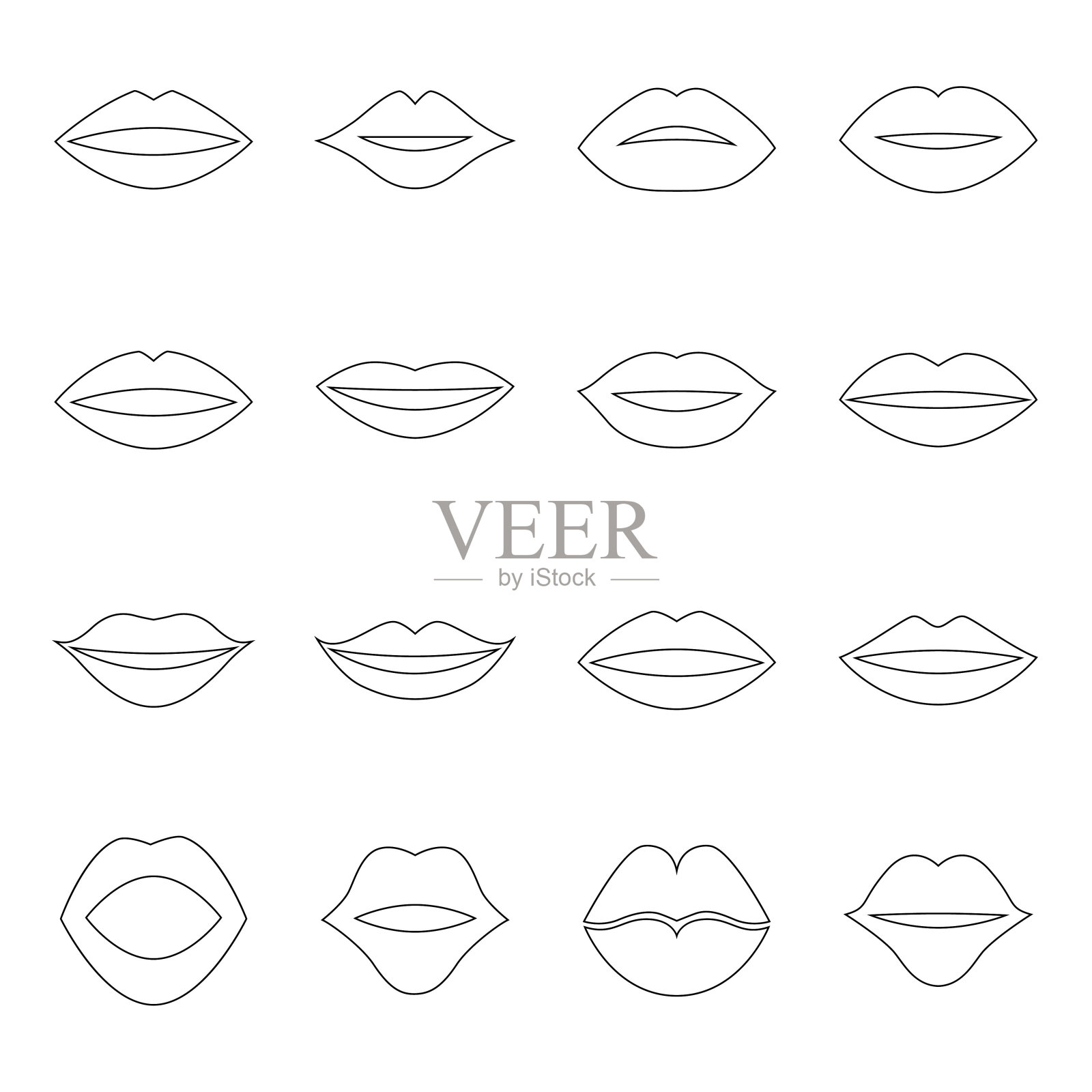 嘴唇的轮廓，矢量插图设计元素图片