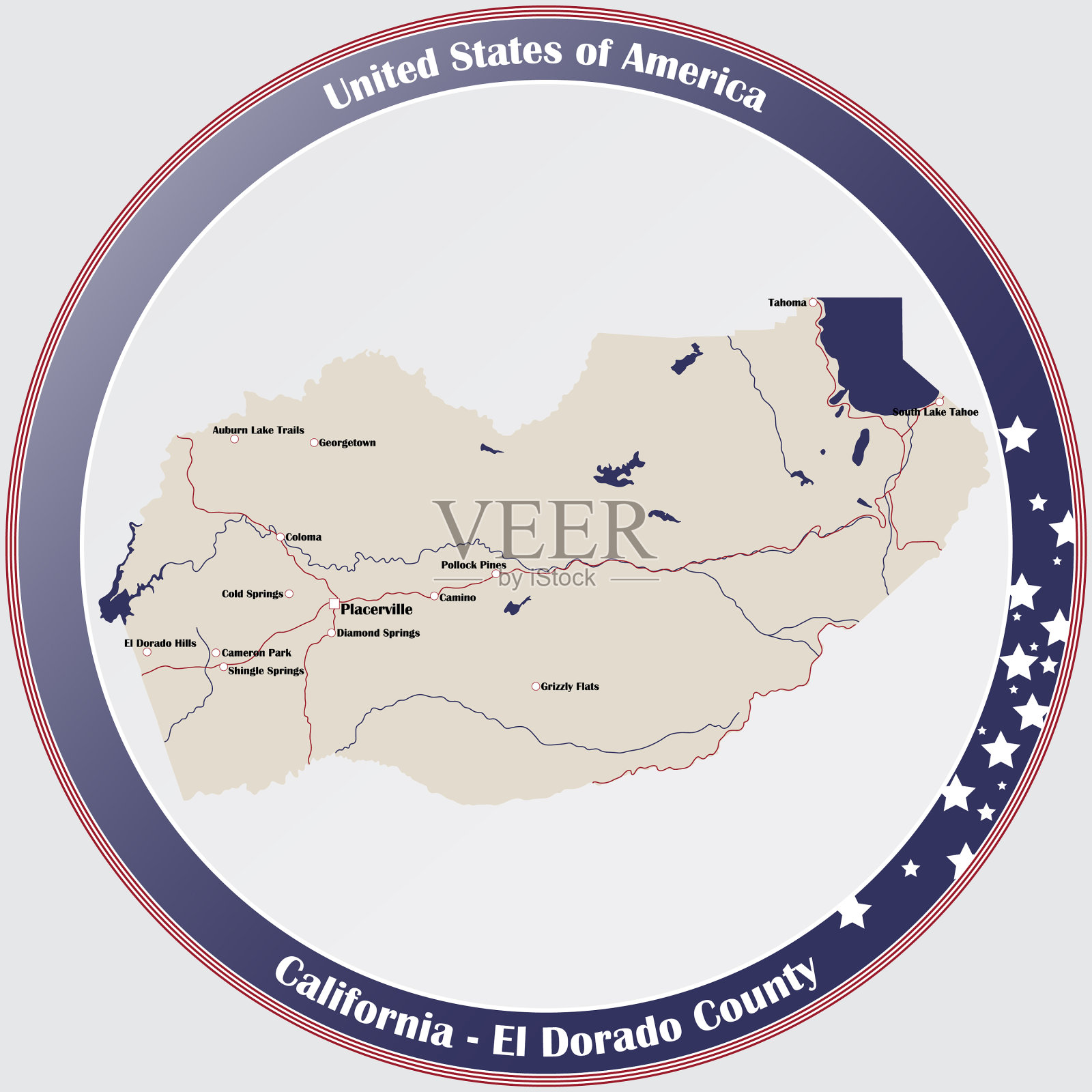 加州的埃尔多拉多县插画图片素材