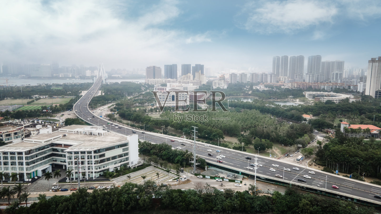 海口城市景观鸟瞰图照片摄影图片