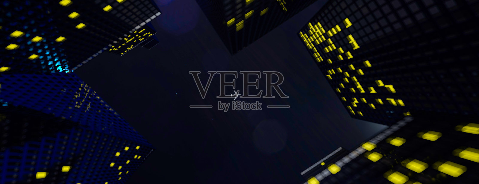 透视未来的钢浅蓝色玻璃高层建筑摩天楼城市。商务和旅游的行业技术架构概念。3 d渲染。三维演示照片摄影图片