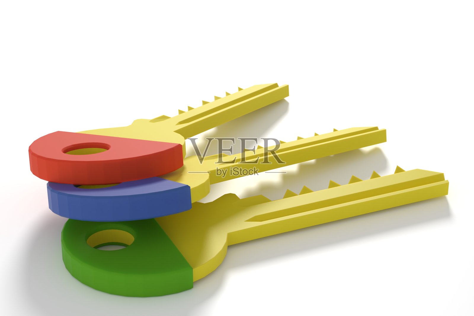 3 d演示。三个不同颜色的按键照片摄影图片