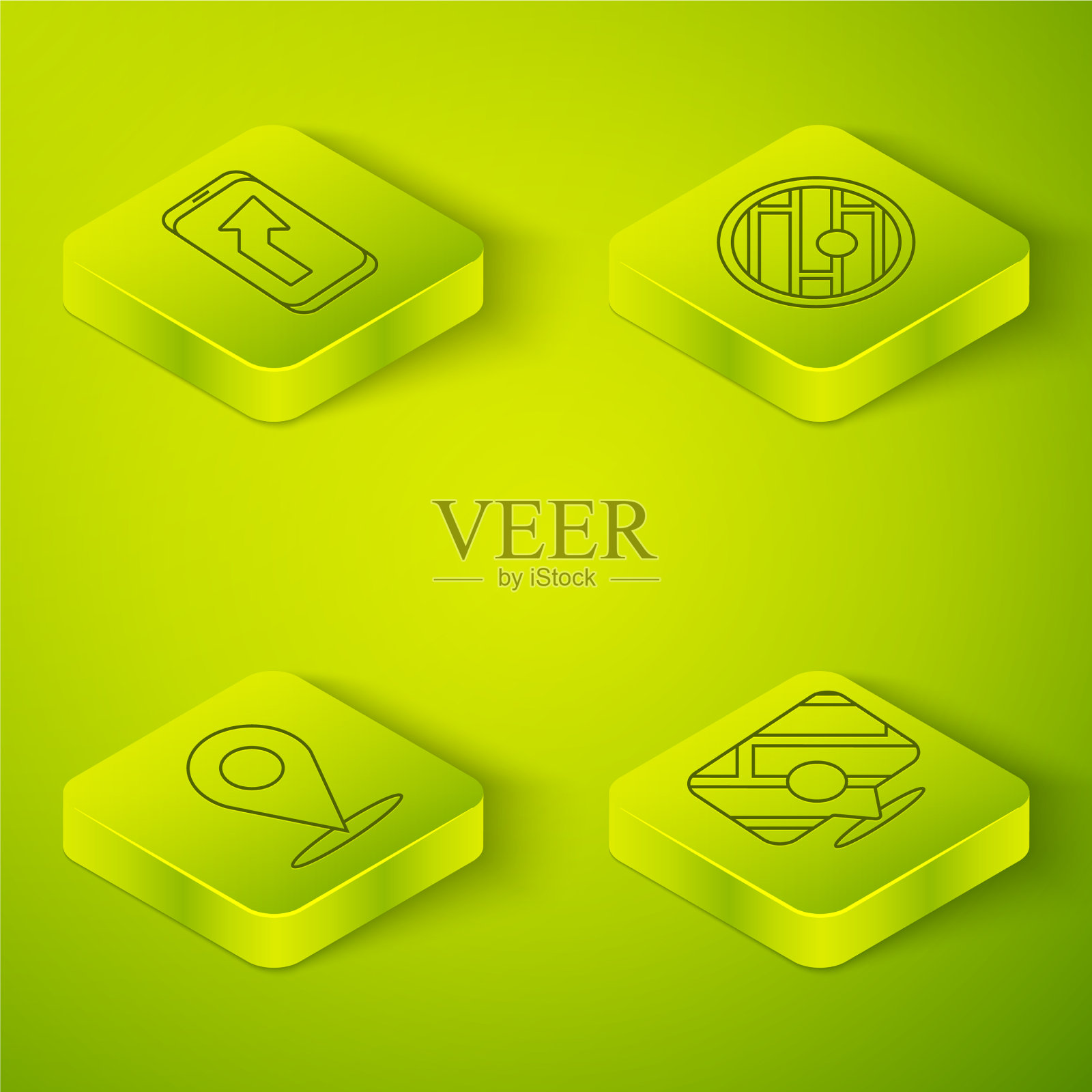 设置等距折叠地图与位置位置图标素材