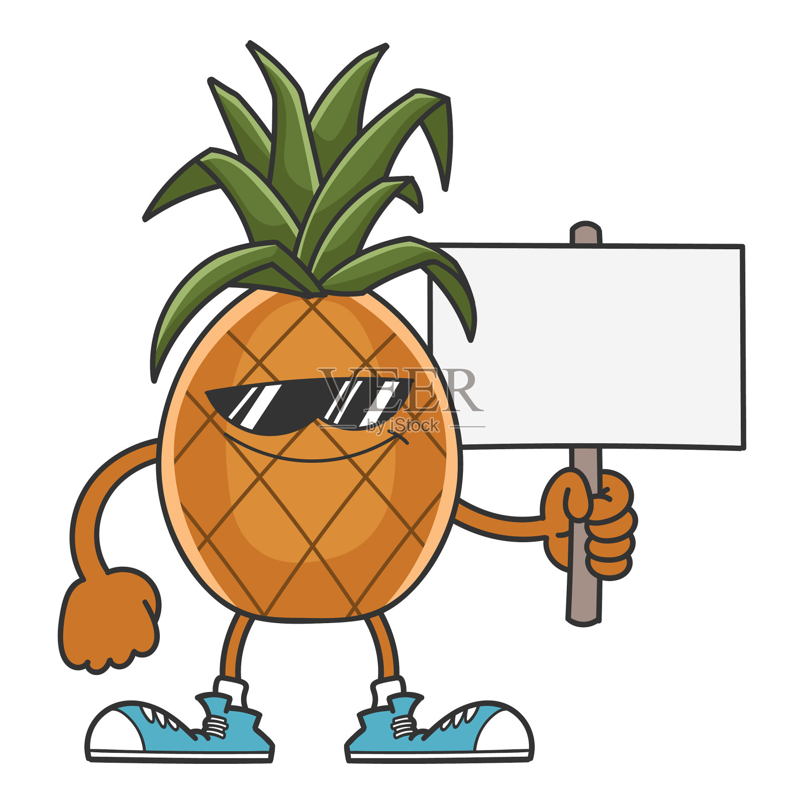 菠萝微笑太阳镜卡通人物设计元素图片