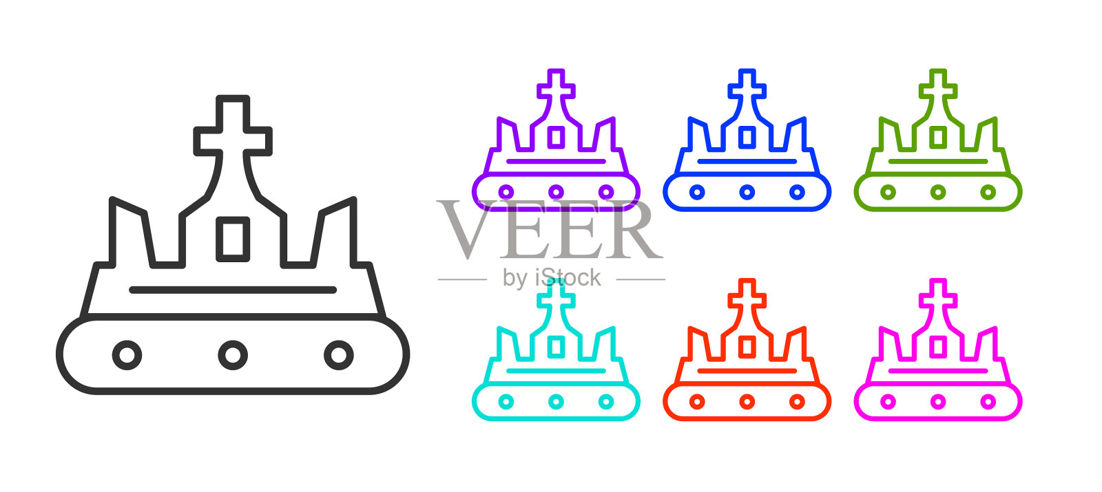 黑线英国皇冠图标孤立在白色插画图片素材