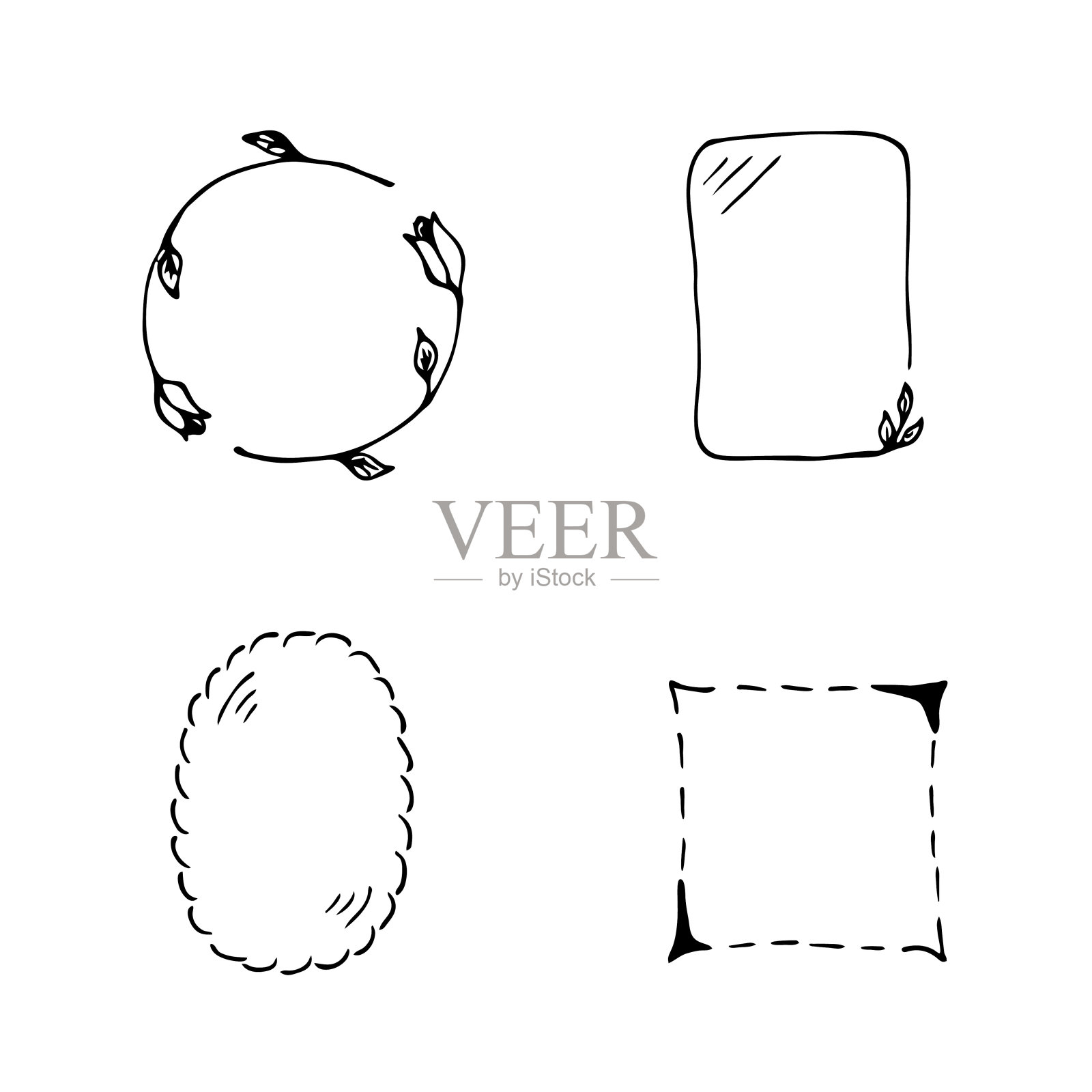 一套手绘框架孤立插画图片素材