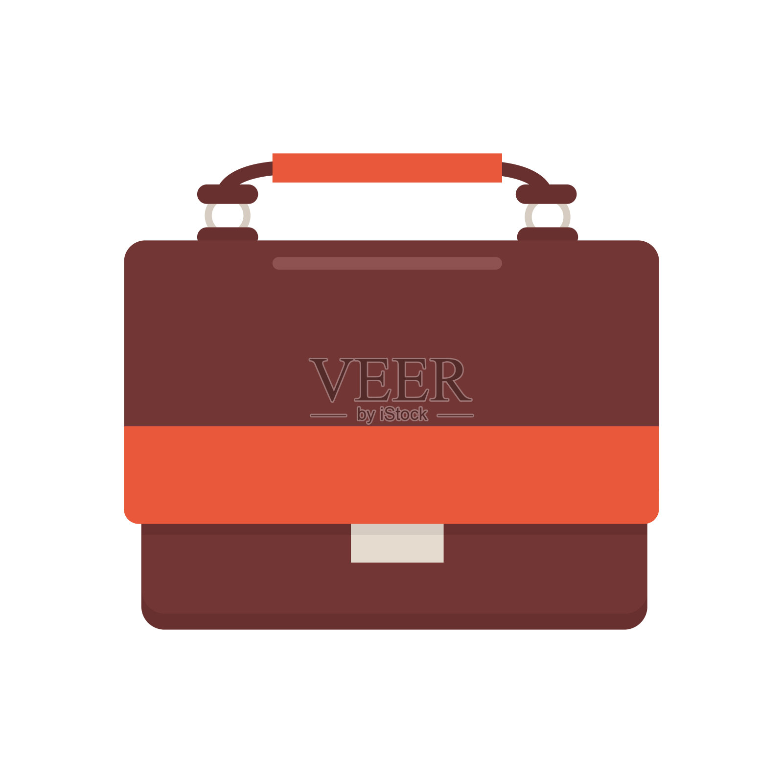 优雅的女性棕色公文包，时尚的提手，孤立在白色的背景插画图片素材