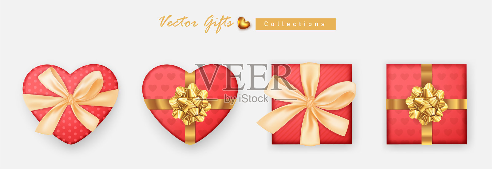 一套礼盒。收集现实的礼物礼物顶视图插画图片素材