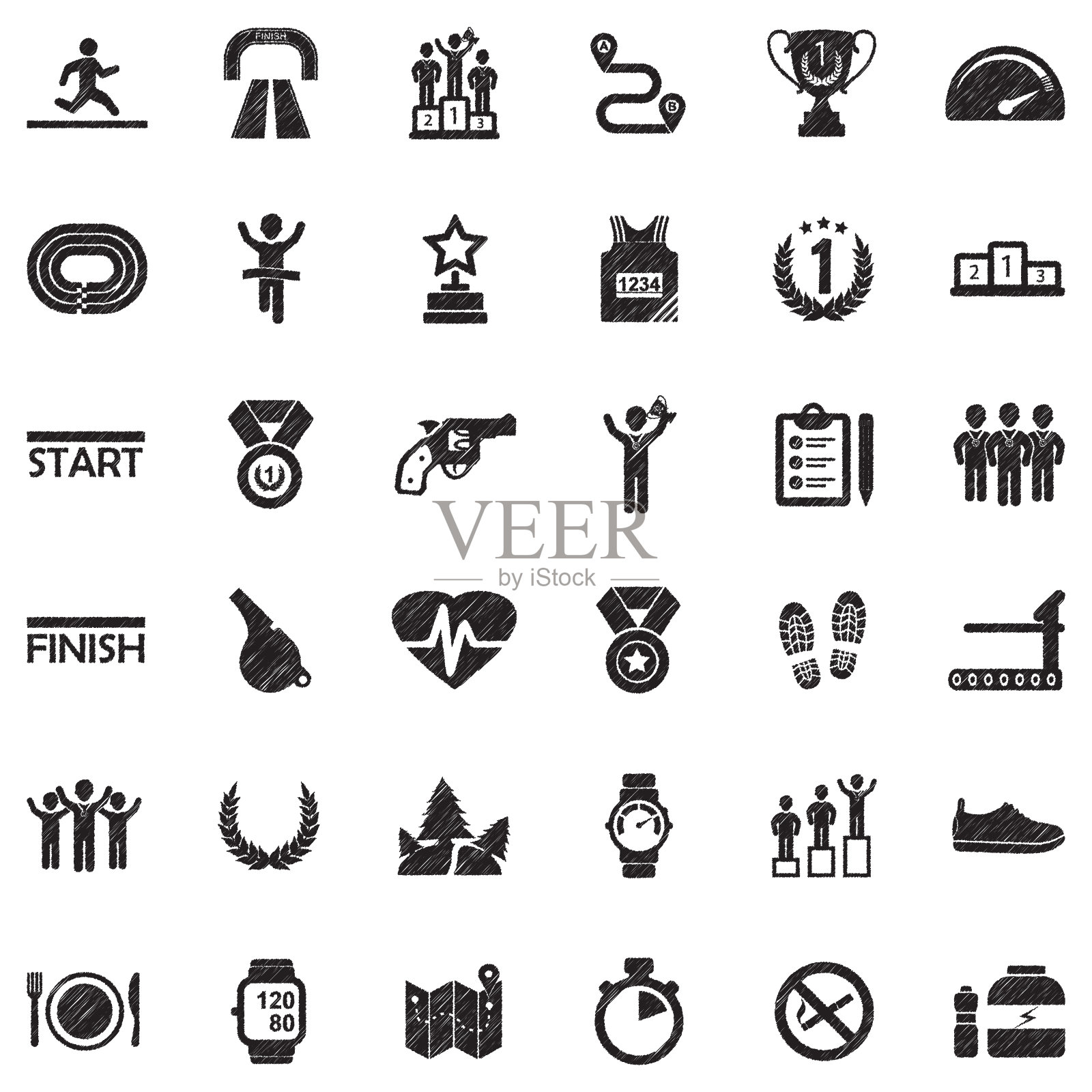 运行图标。黑色涂鸦设计。矢量插图。图标素材