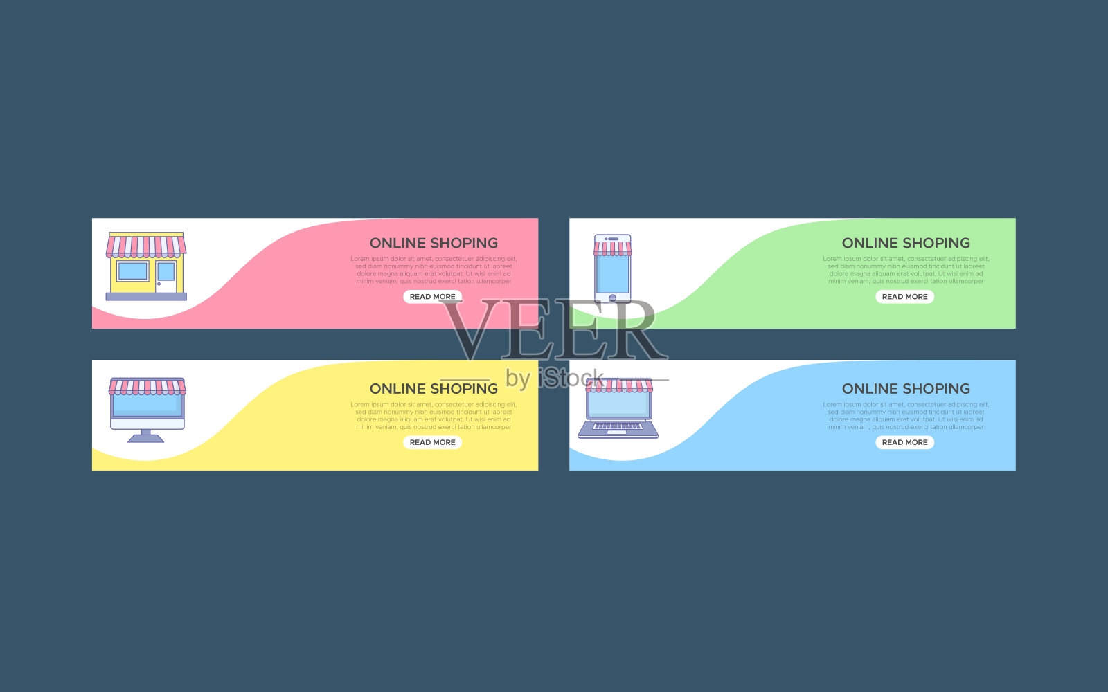 网上购物的横幅。矢量插图。插画图片素材