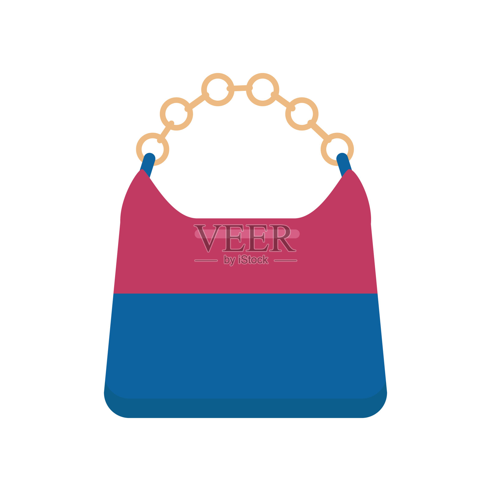 蓝色和红色的大型女性购物袋，孤立在白色背景上插画图片素材