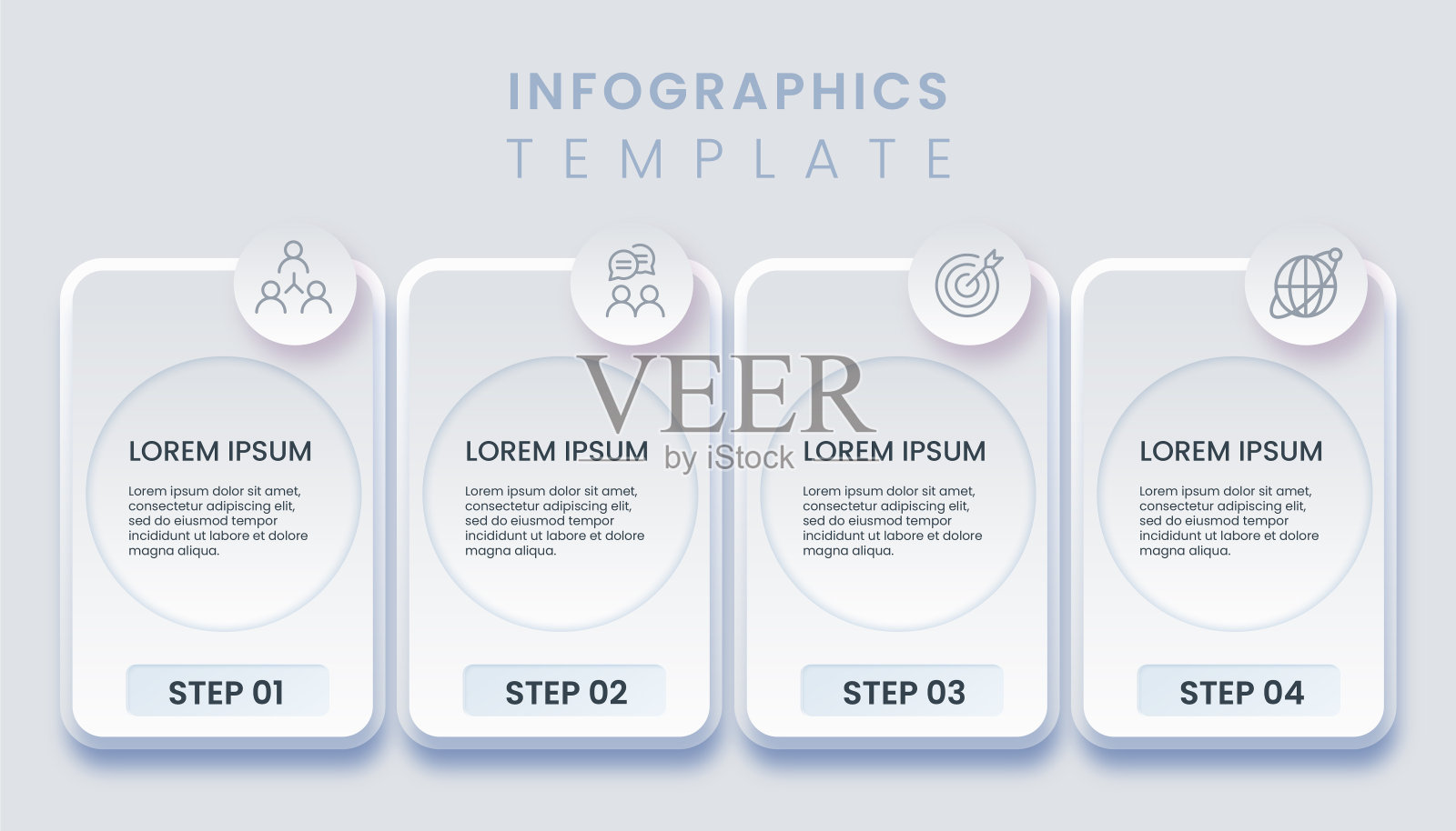 模板业务信息图与4个选项插画图片素材