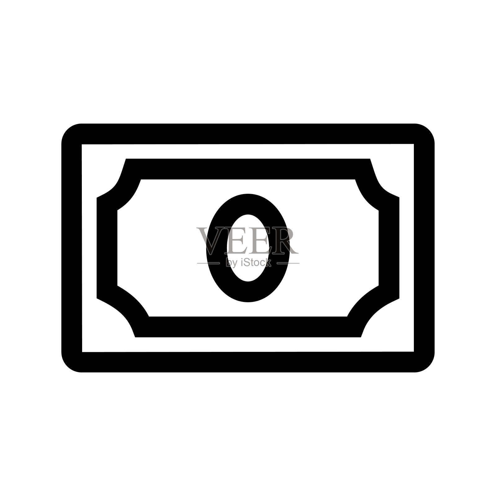 摘要纸币轮廓图标孤立在白色背景上图标素材