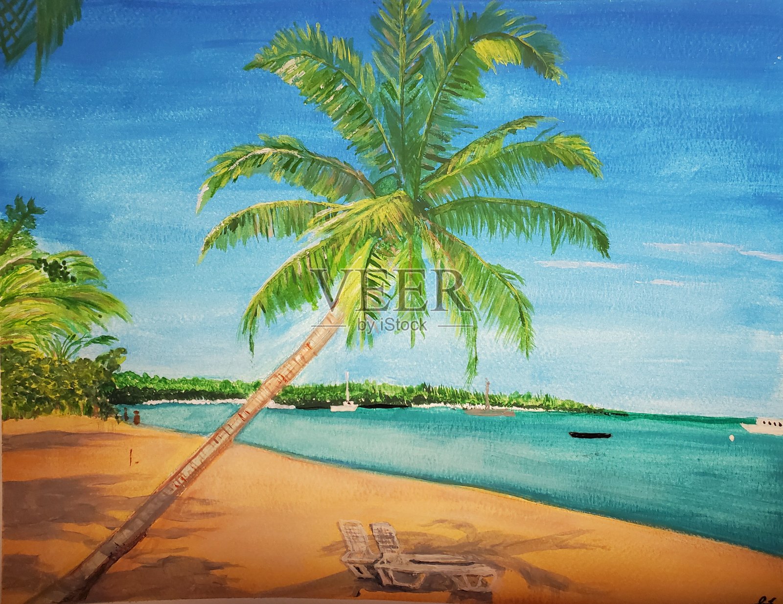 海滩上的一天插画图片素材