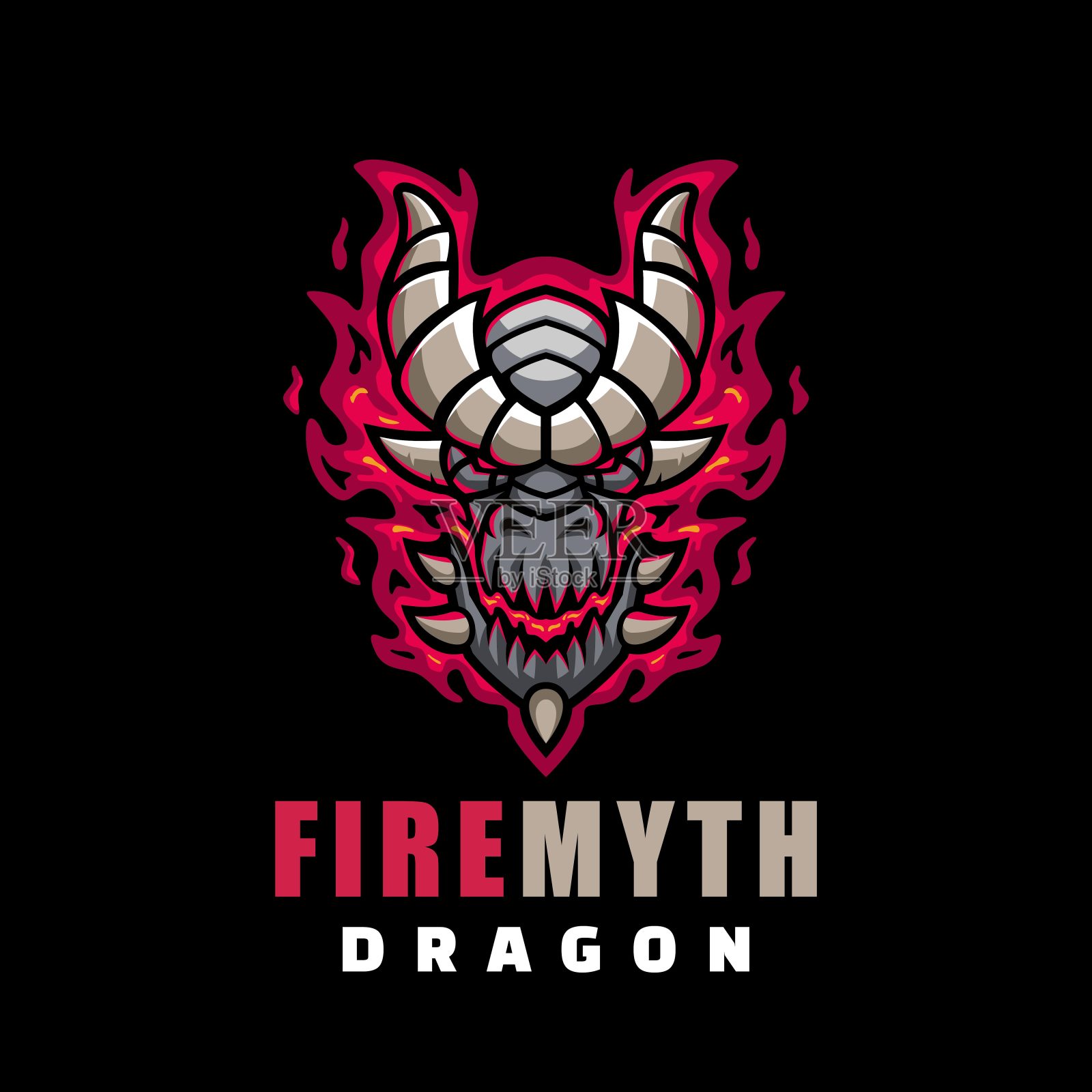 矢量插图火神话E运动和运动风格。插画图片素材