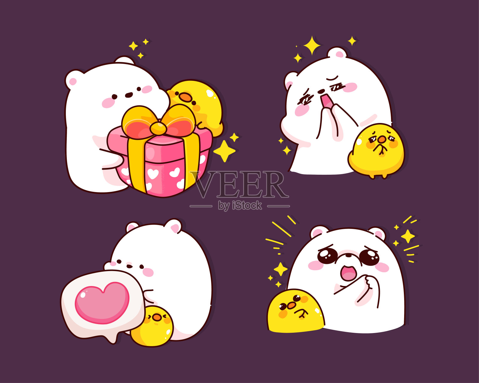 可爱的泰迪熊人物卡通插图设计元素图片