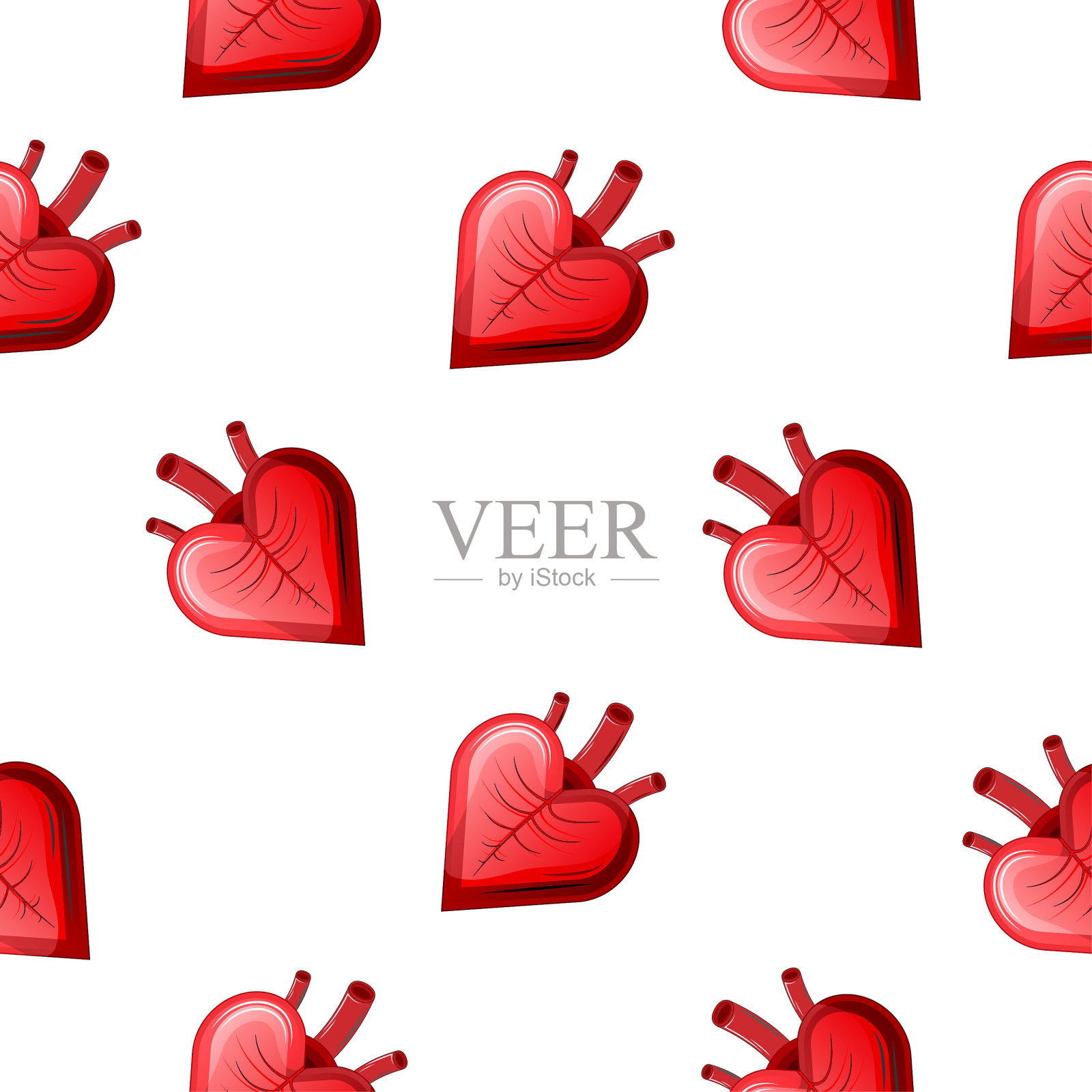 无缝图案抽象元素色彩心形向量设计风格背景旗卡通14情人节婚礼生日母亲节插画图片素材