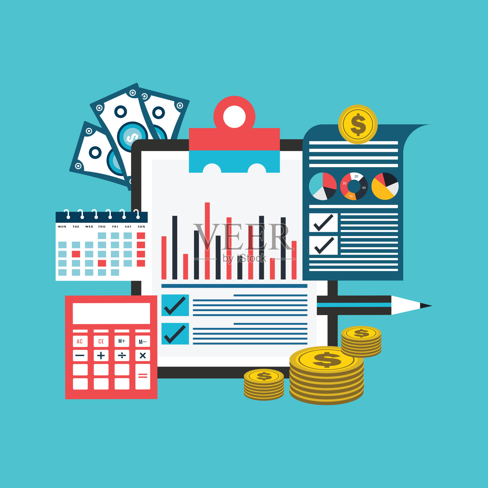 财务报告的概念插画图片素材