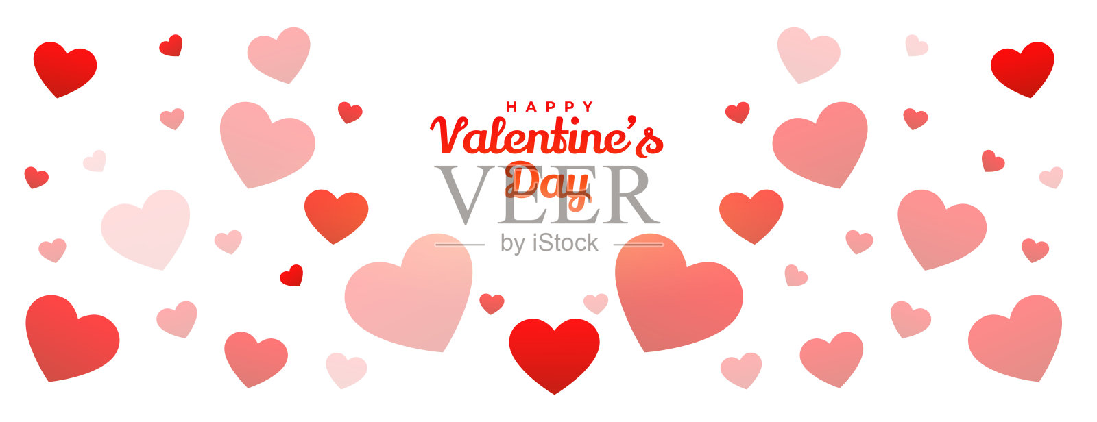 情人节快乐心形图案横幅设计插画图片素材