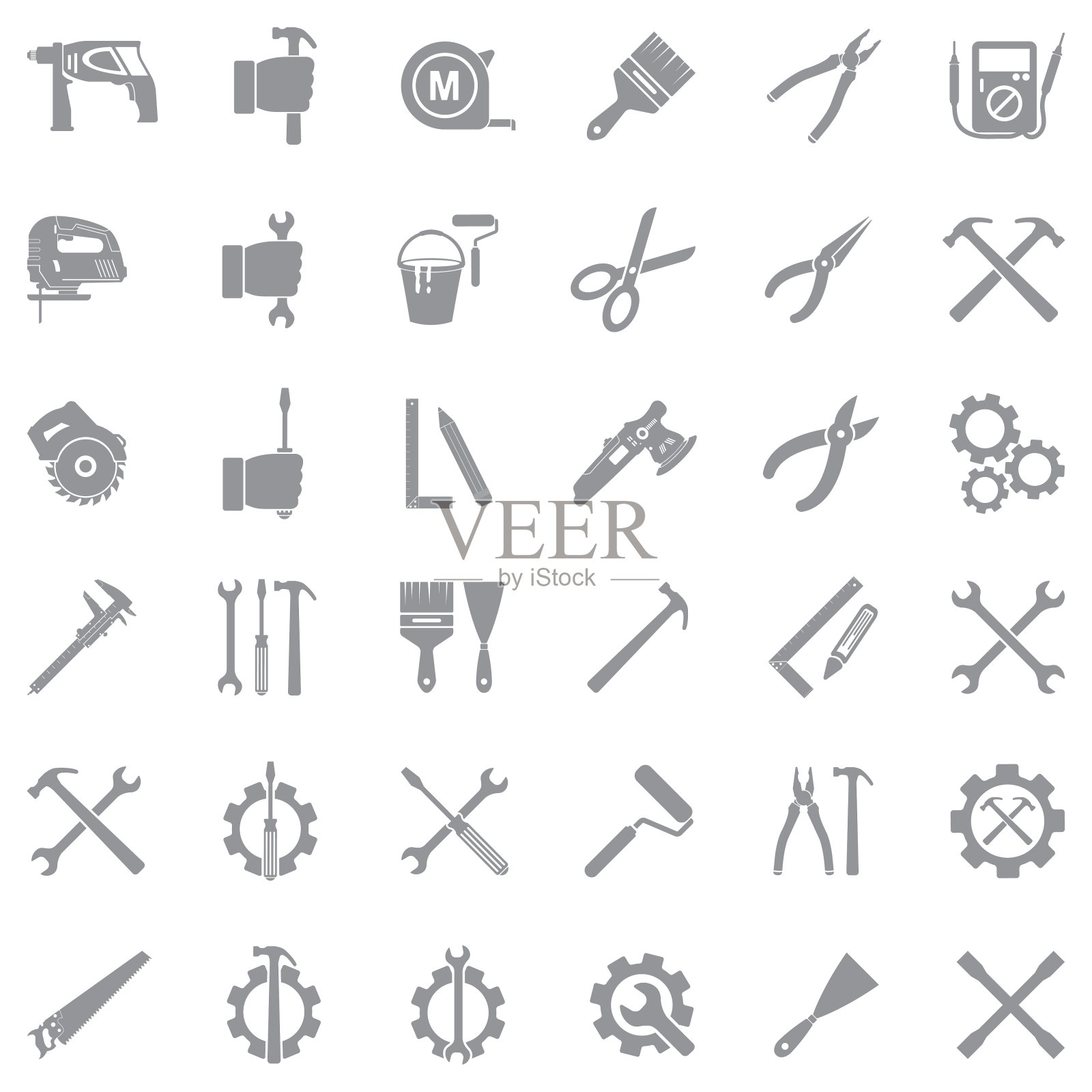 修理工图标。灰色的平面设计。矢量插图。图标素材